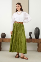 Wrinkled Voile Skirt Moss Green 