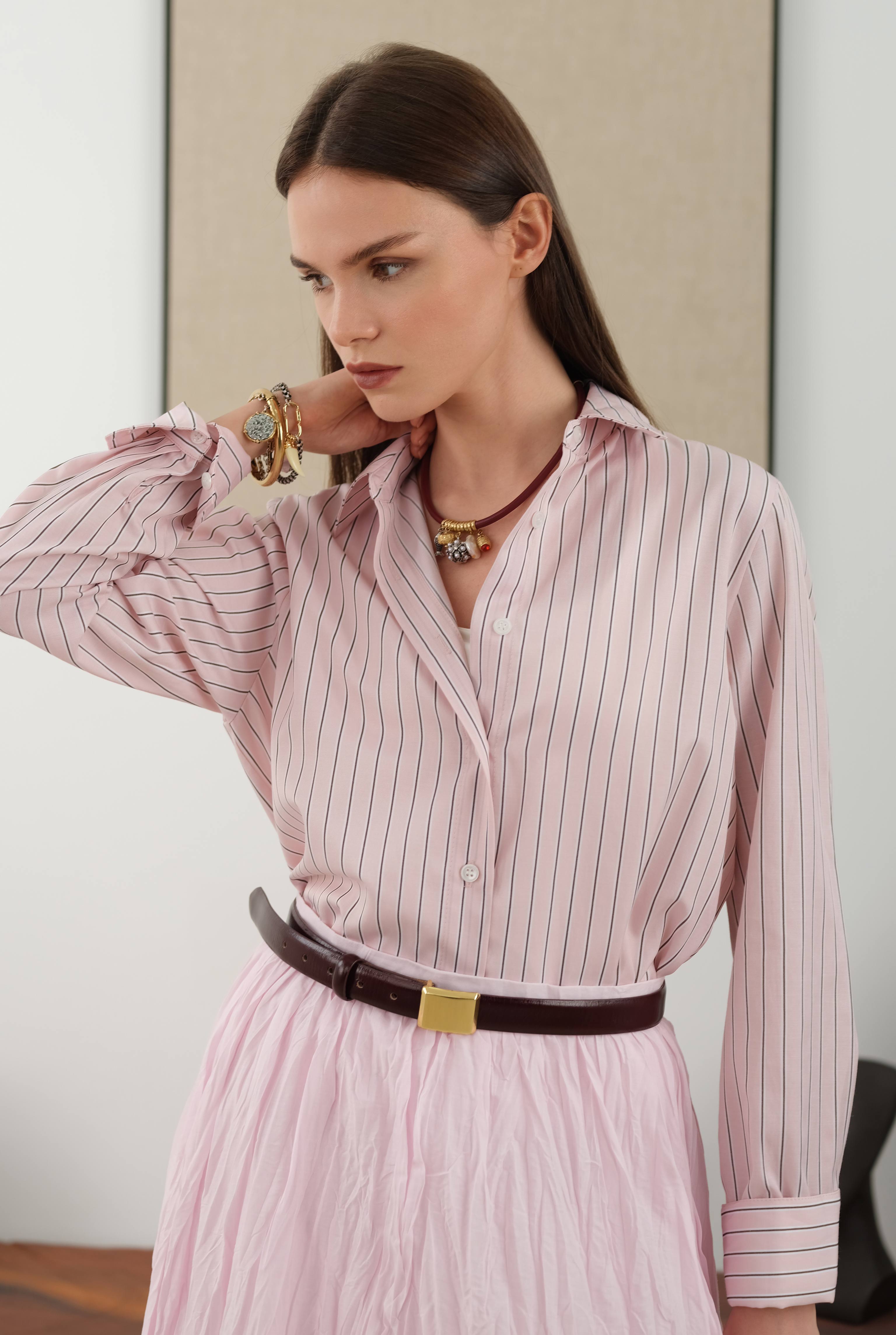 Striped Fit Shirt Pink - 7