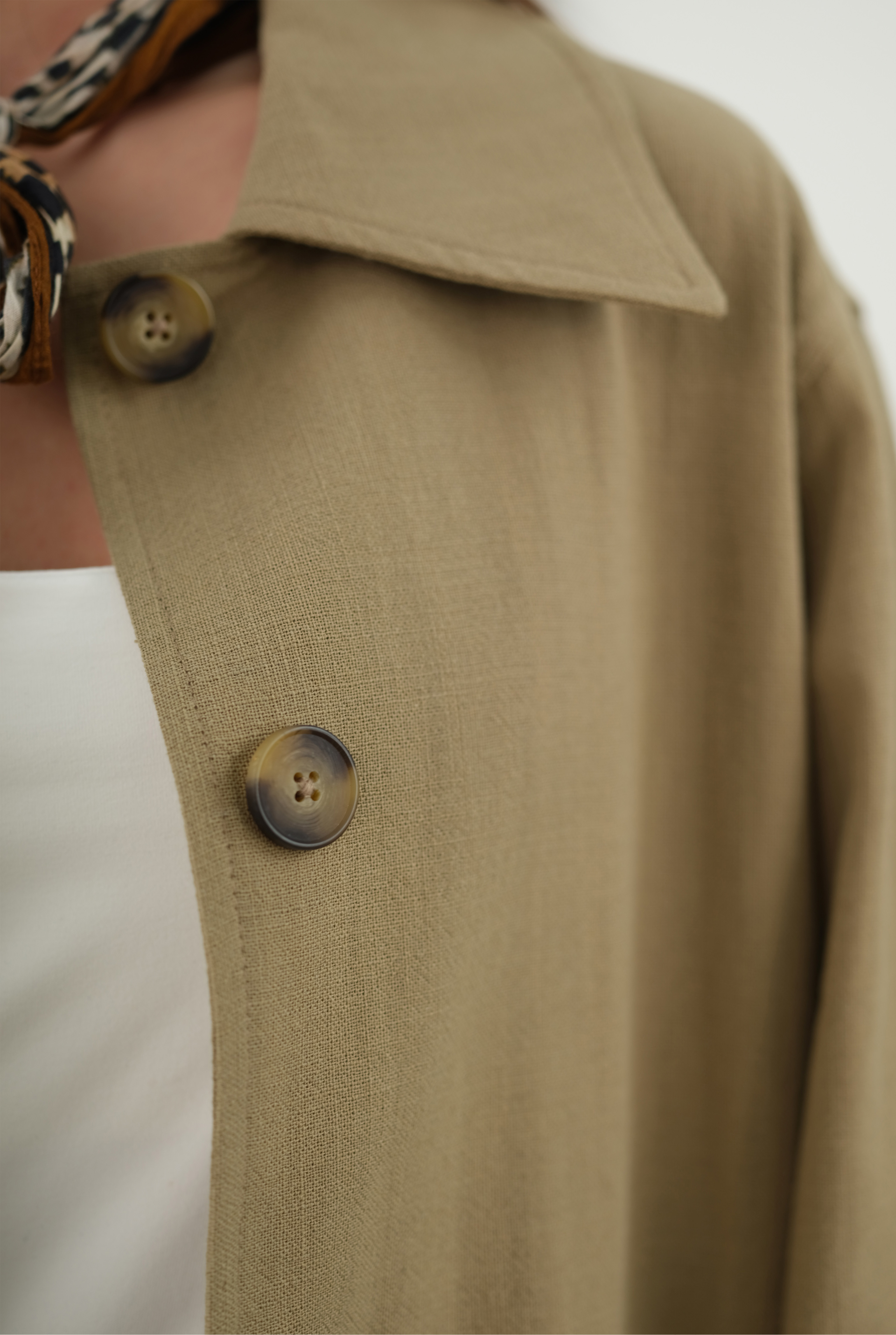 Cotton Linen Long Jacket Matt Sage Green - 5