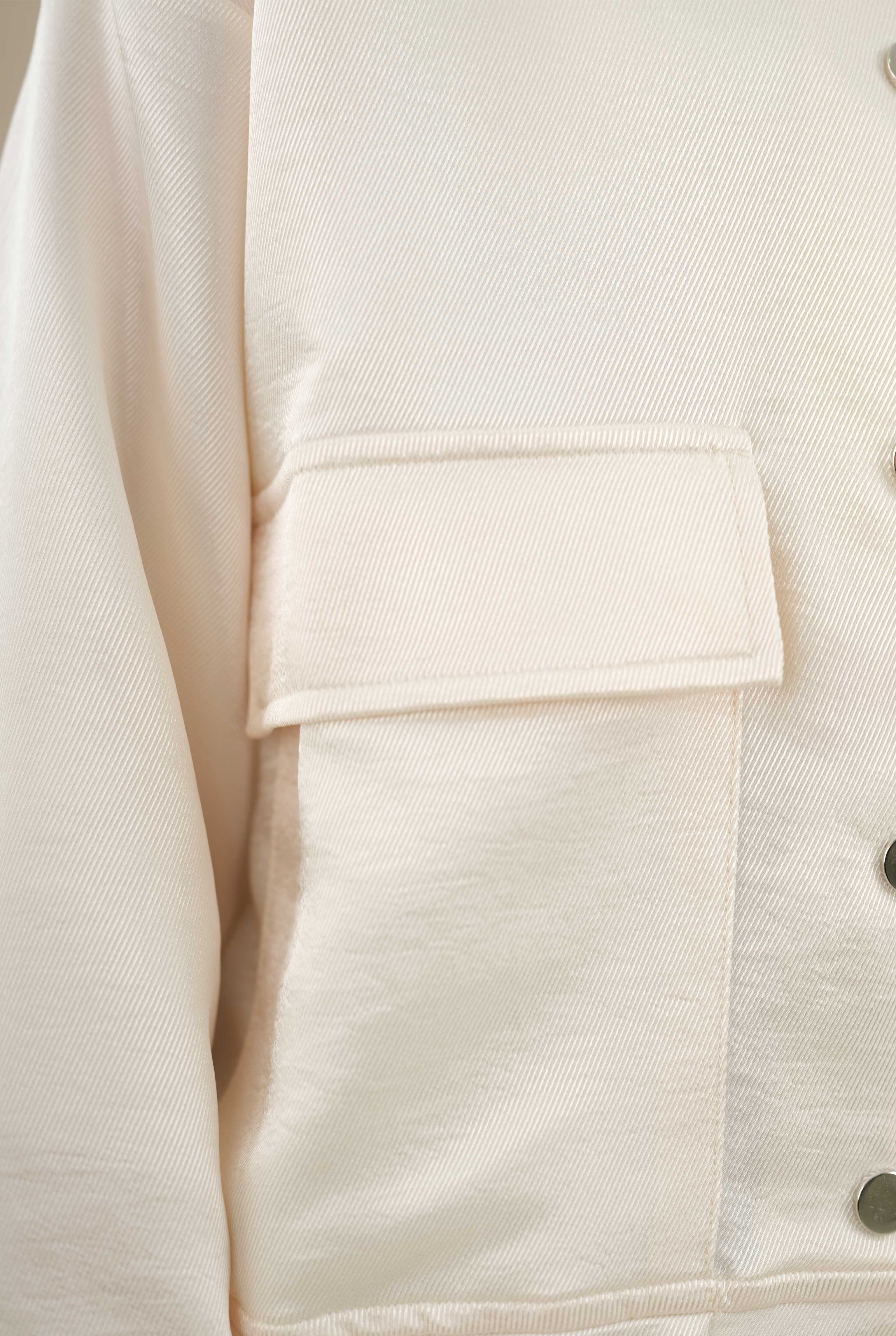 Brooch Detailed Bomber Jacket Bone - 6