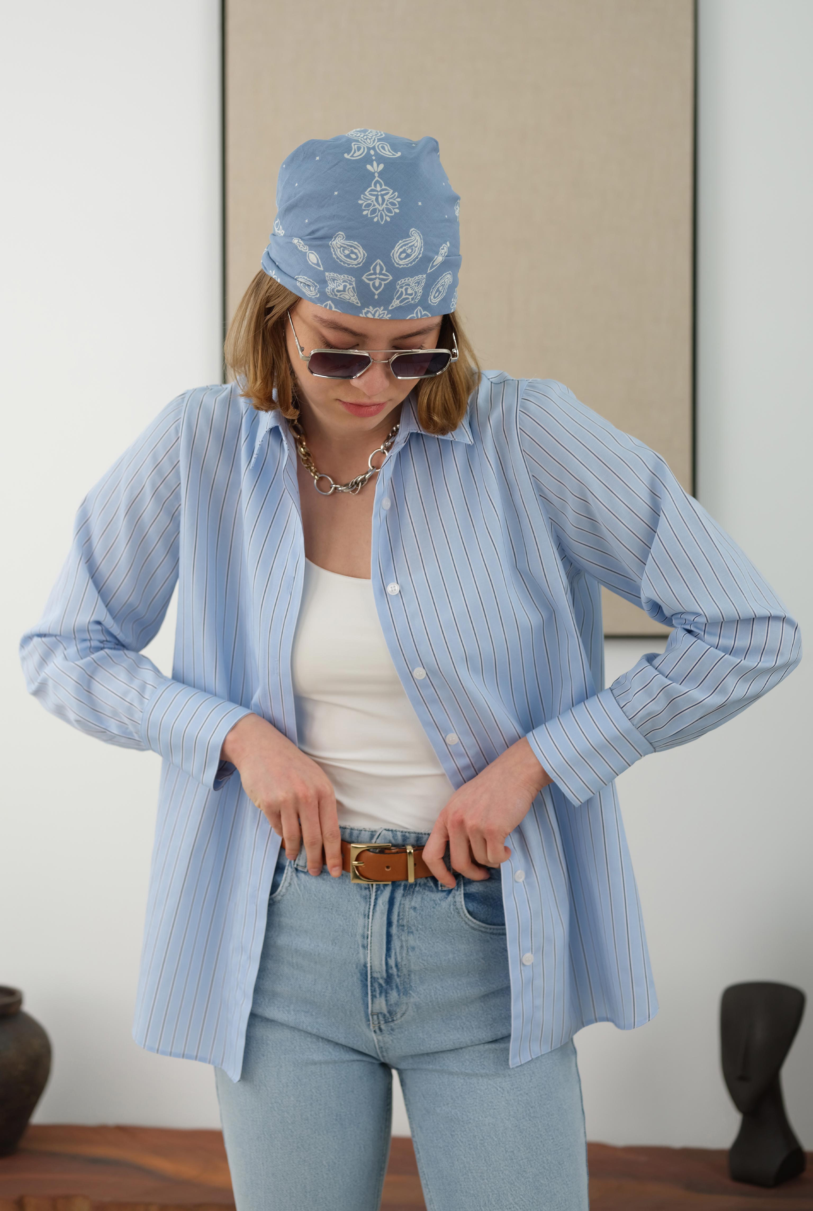 Striped Fit Shirt Blue - 3