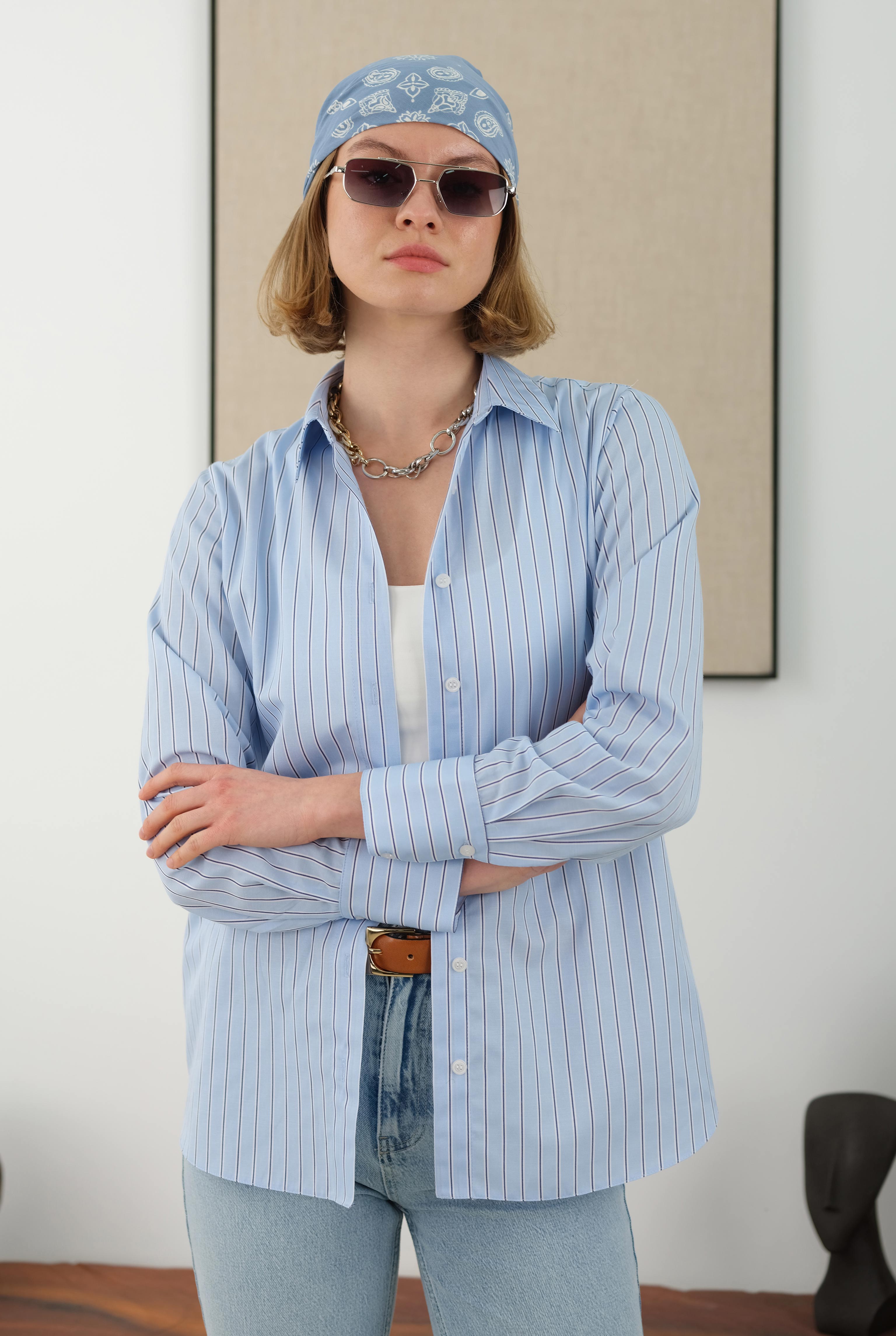 Striped Fit Shirt Blue - 4