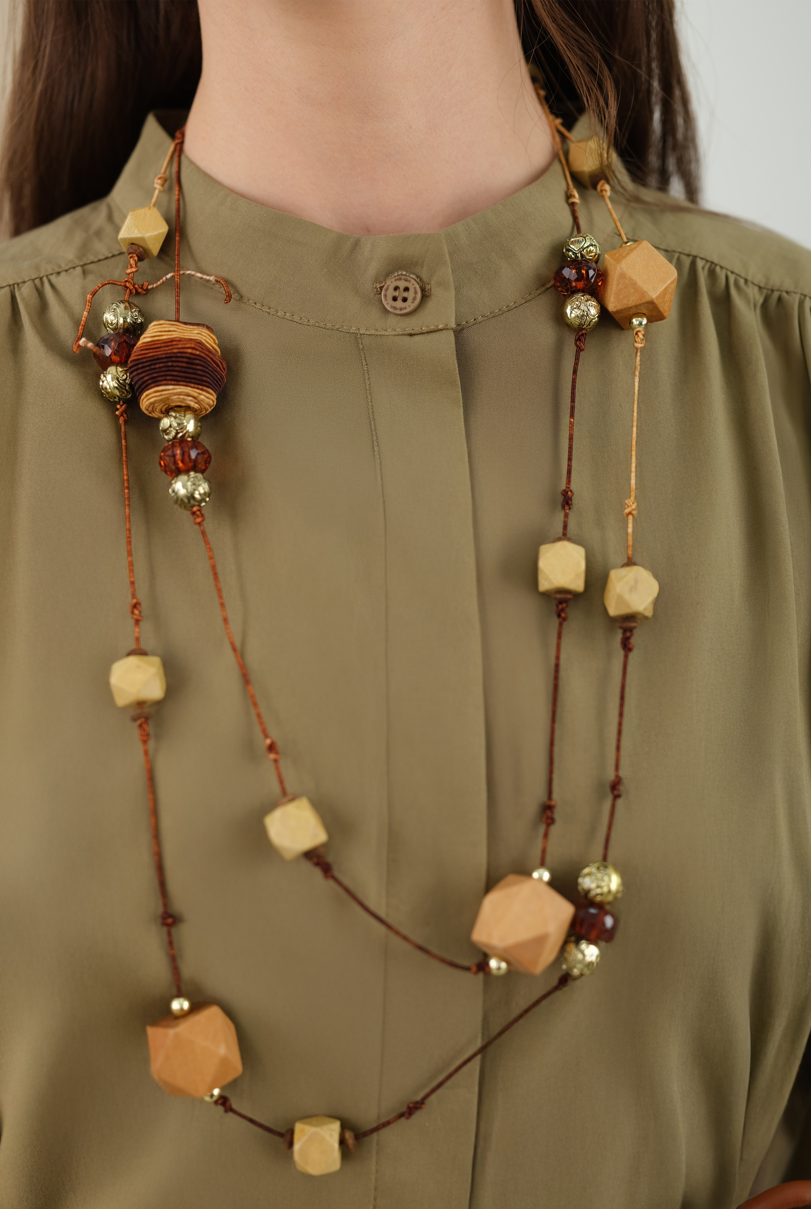 Ruched Shoulder Poplin Shirt Light Clay - 8