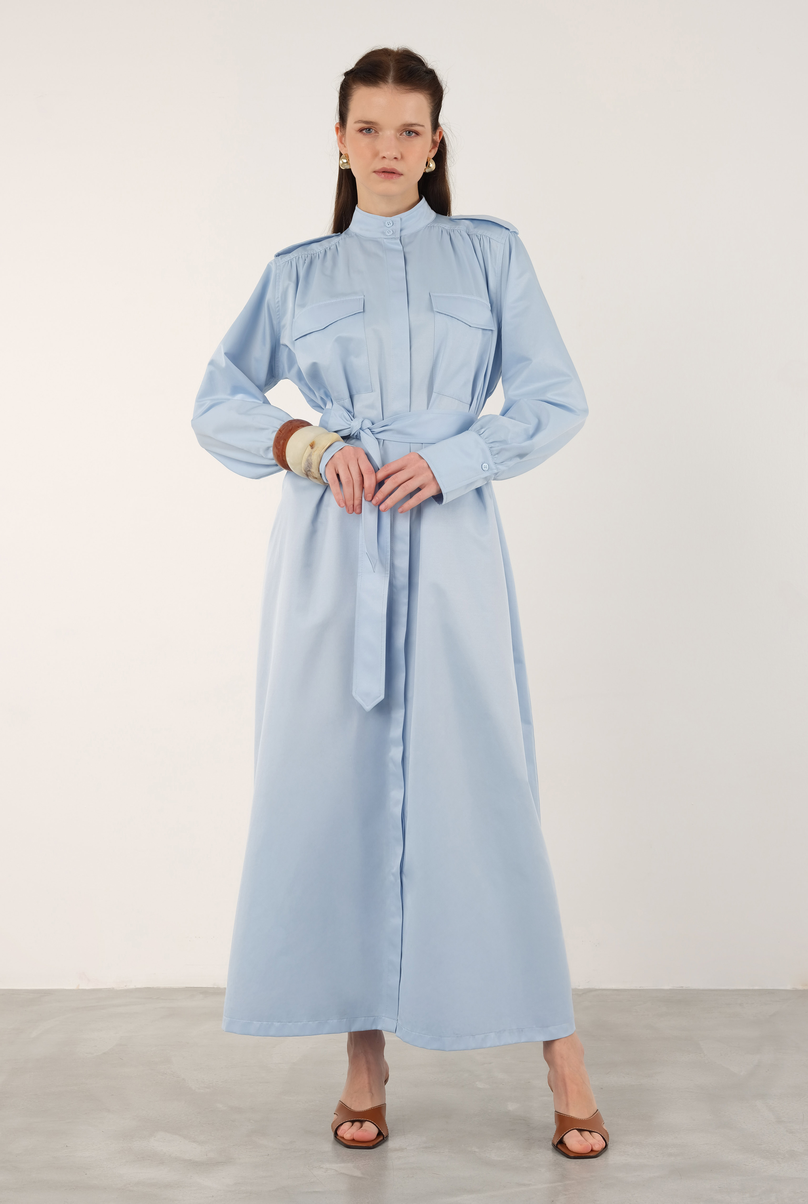 Epaulet Dress Light Blue - 3