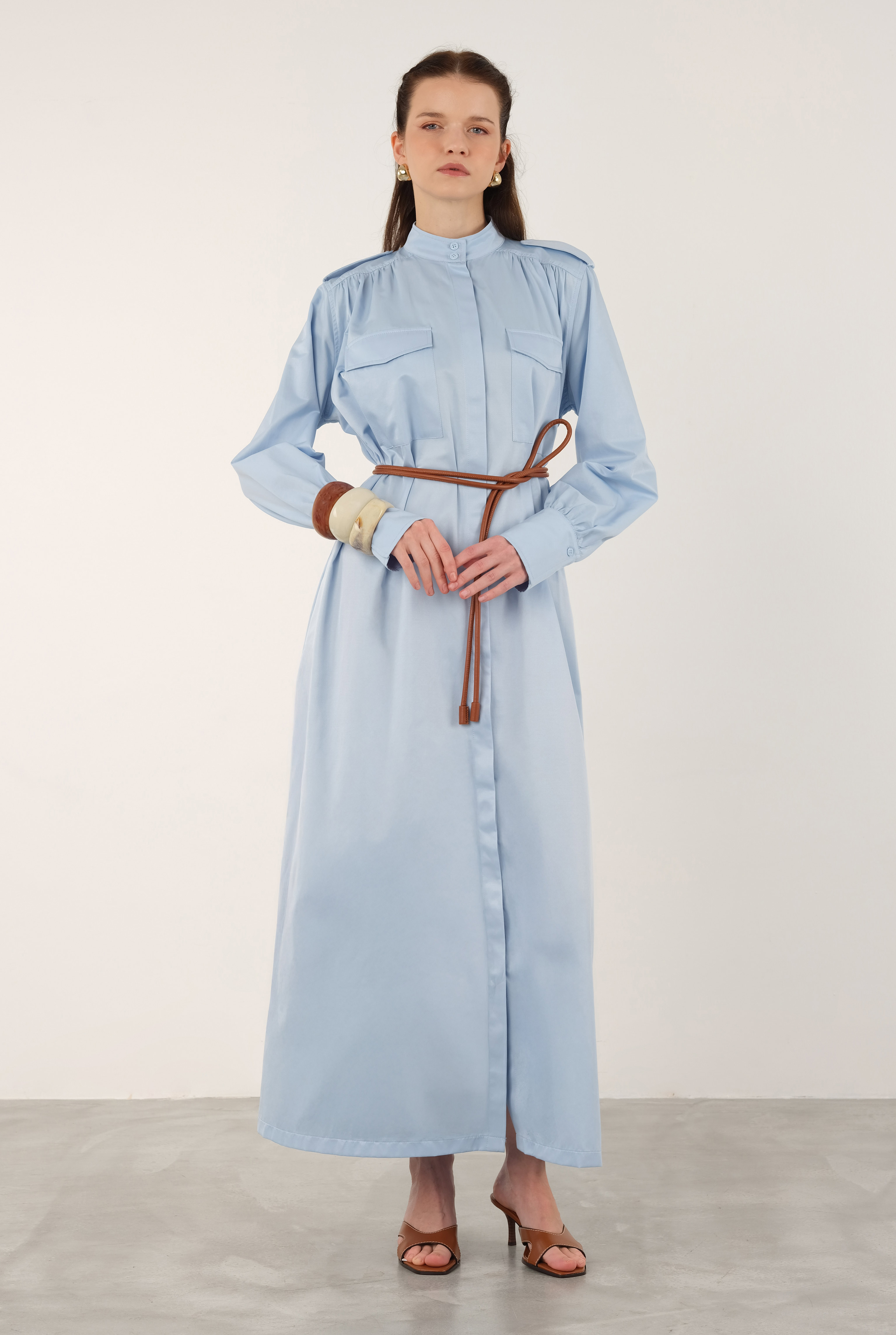 Epaulet Dress Light Blue - 5