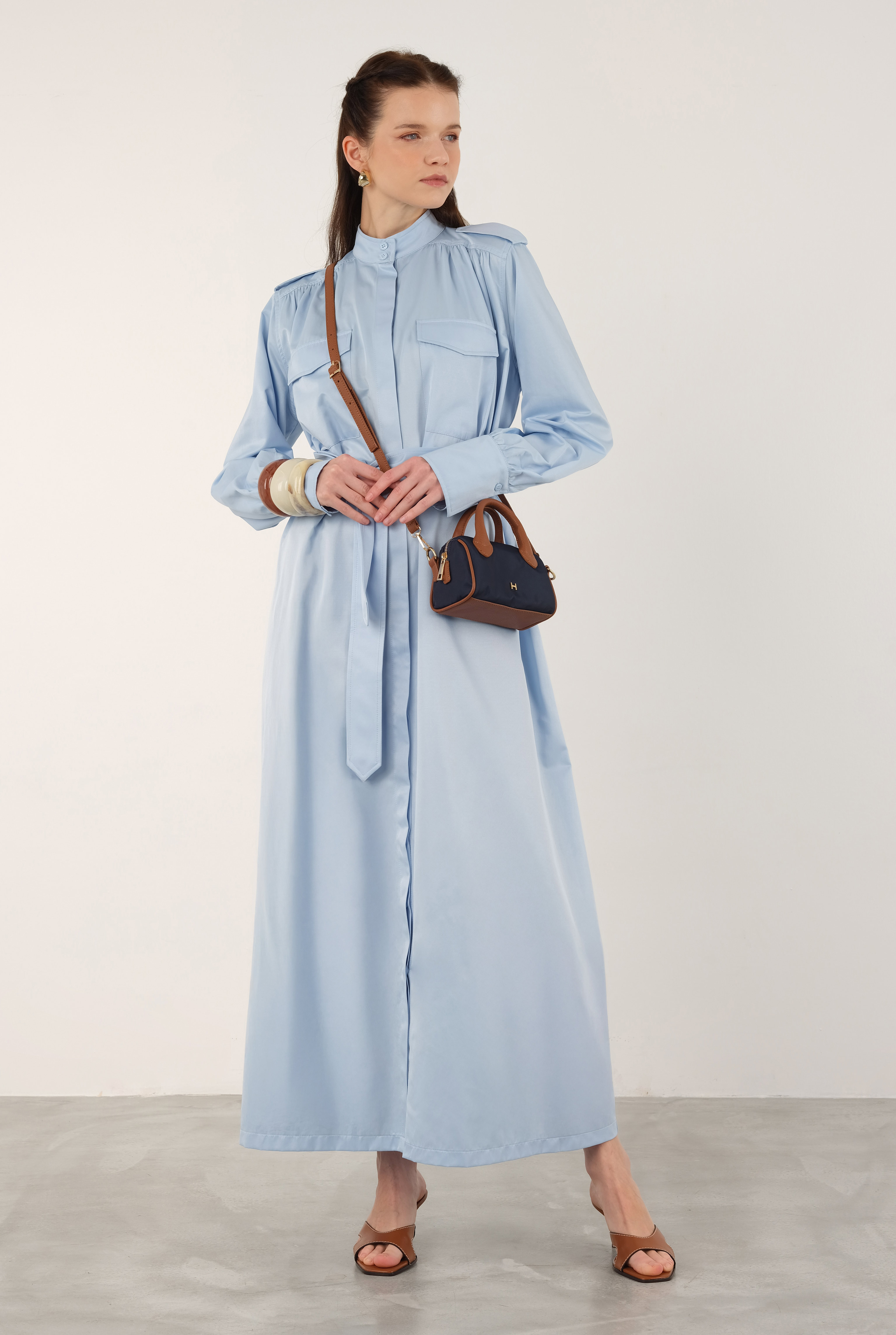 Epaulet Dress Light Blue - 7