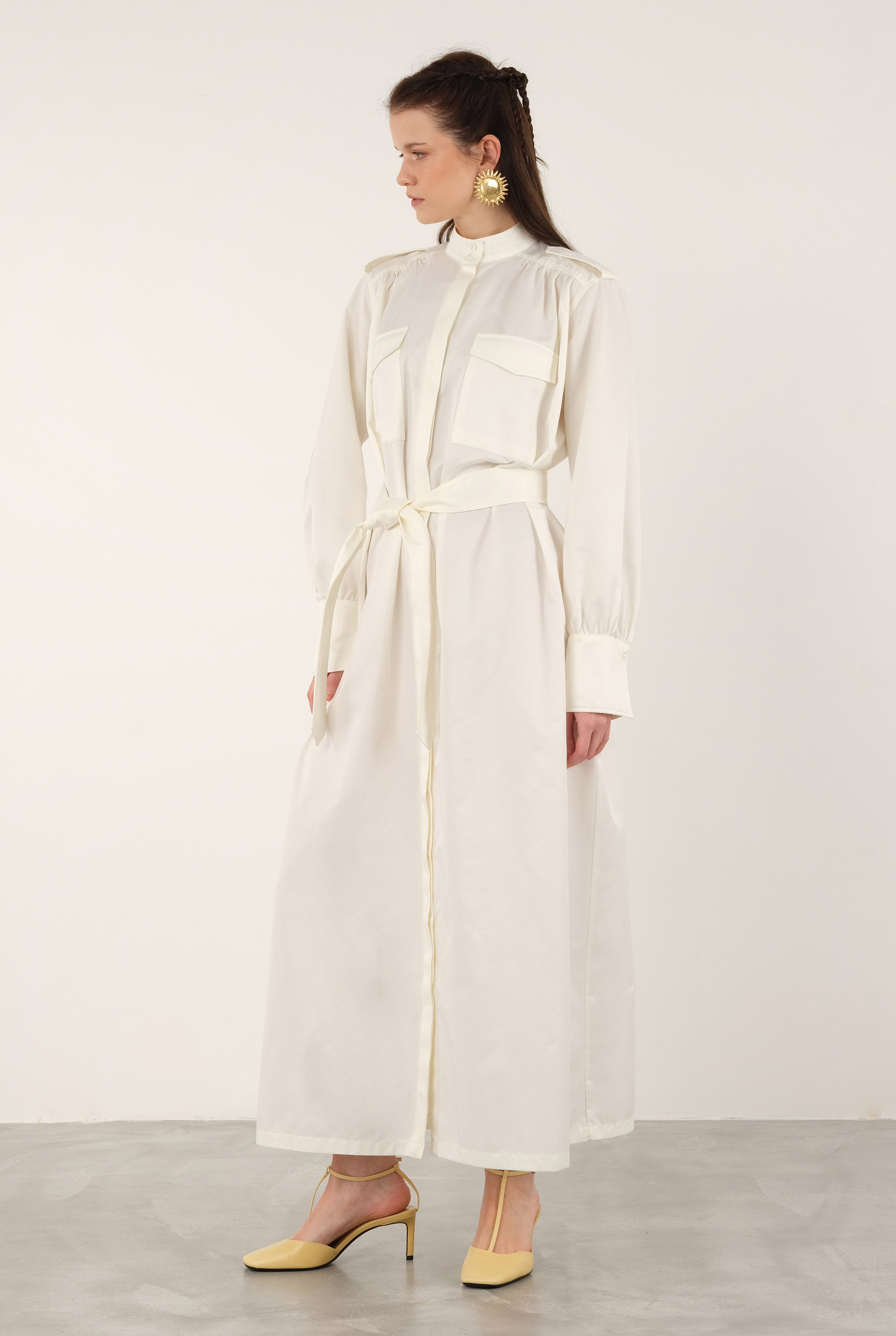 Epaulet Dress Ecru - 5