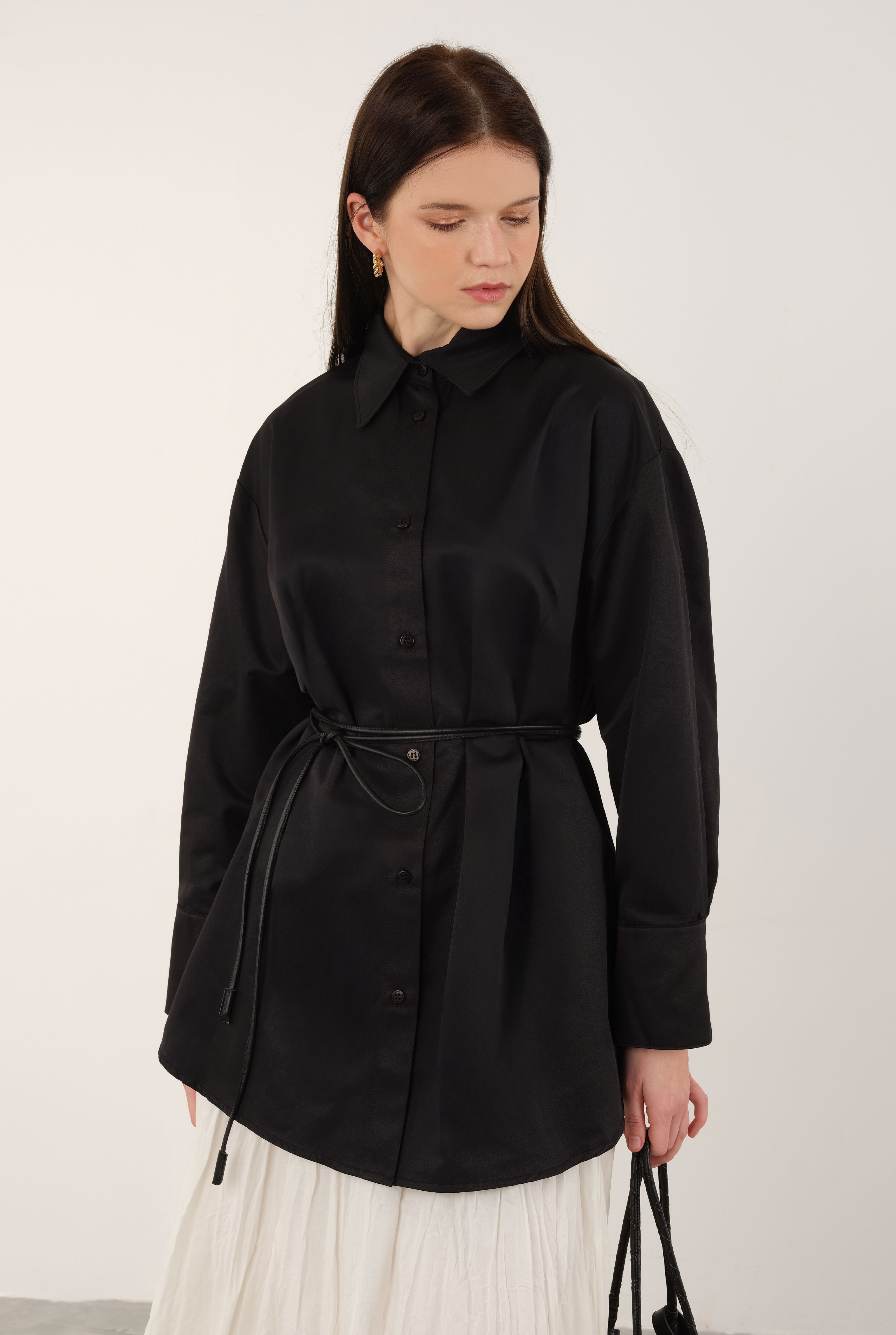Poplin Shirt Short Black - 2