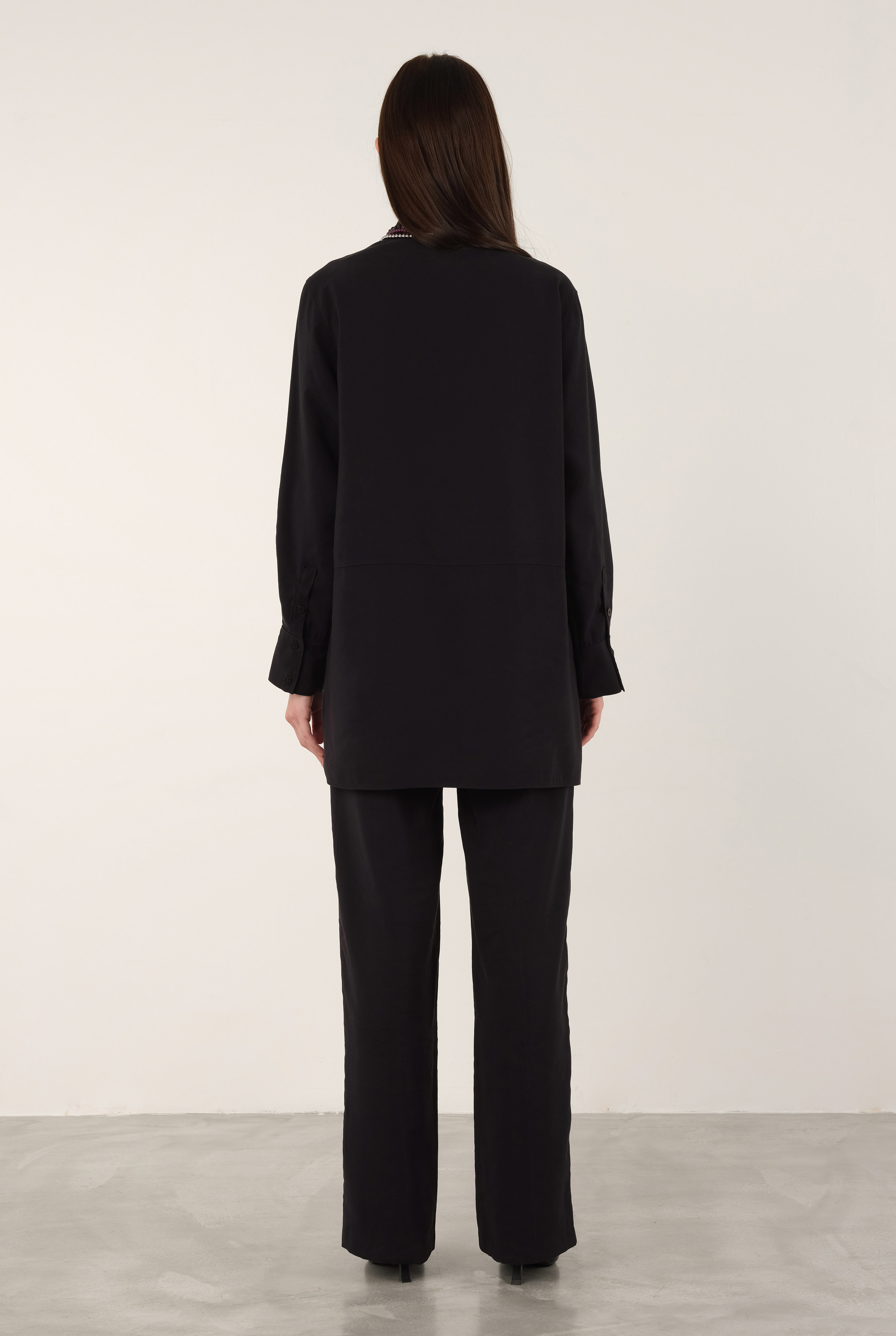 Tencel Straight Cut Trousers Black - 3