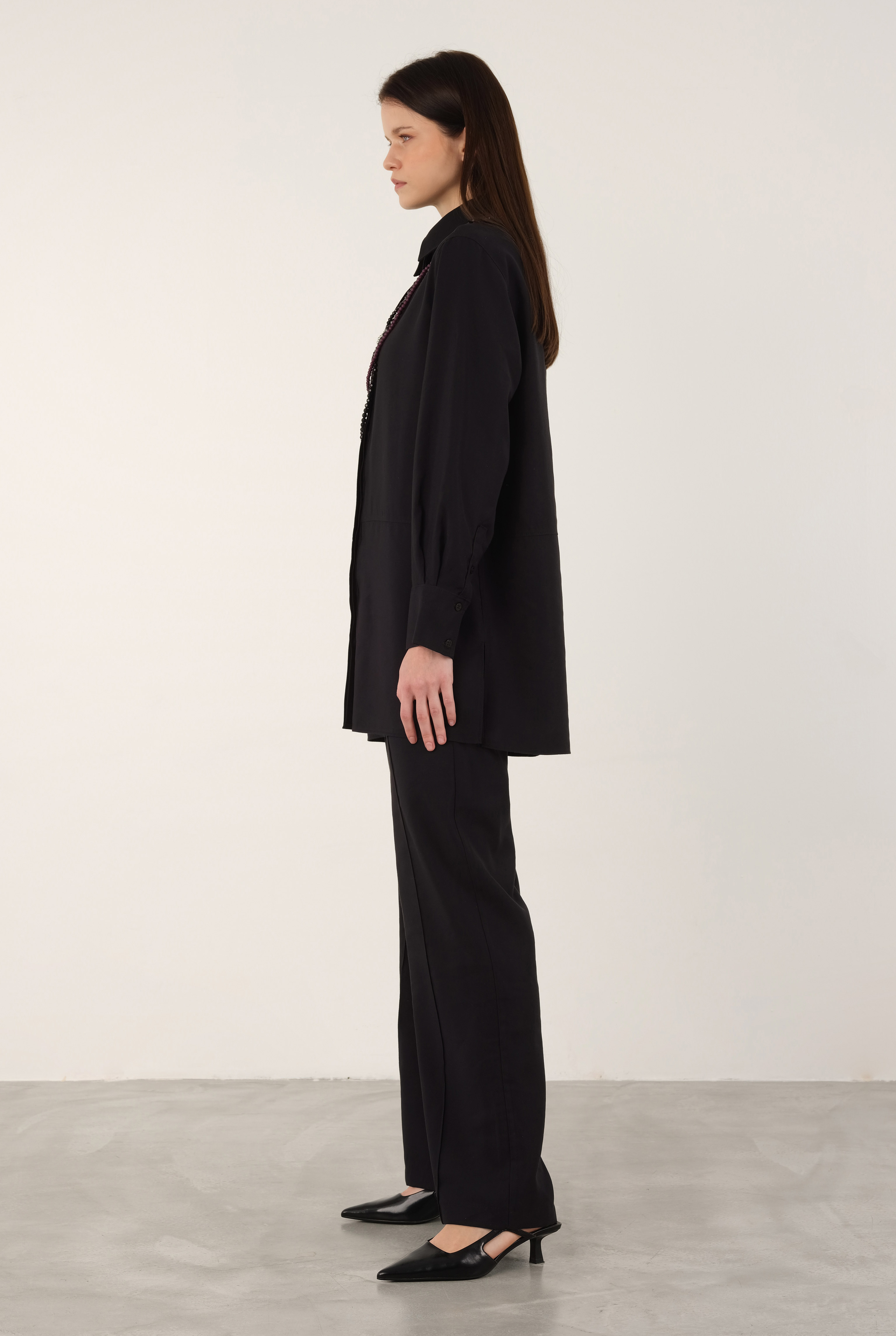 Tencel Straight Cut Trousers Black - 4