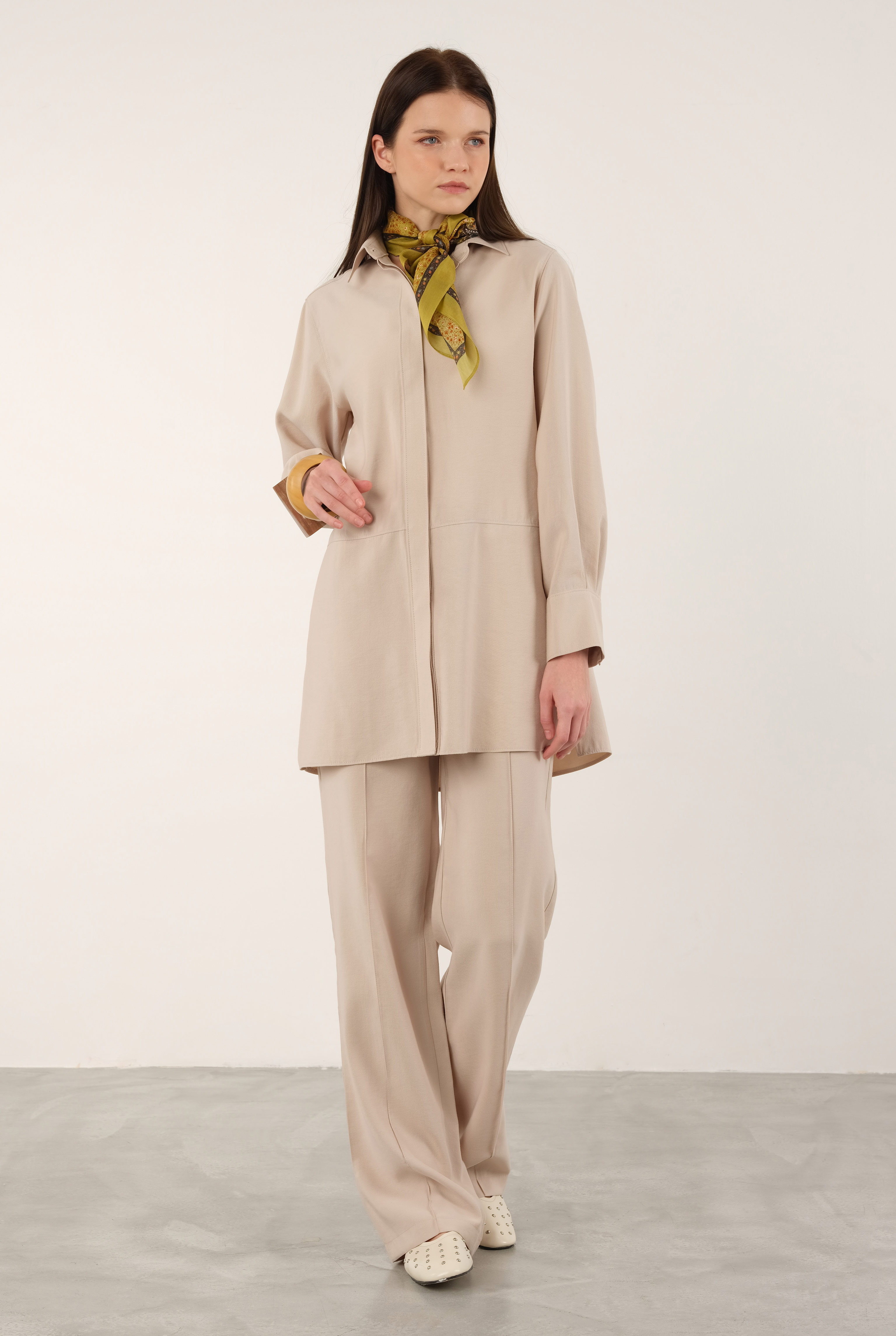 Tencel Straight Cut Trousers Soft Cashmere - 3