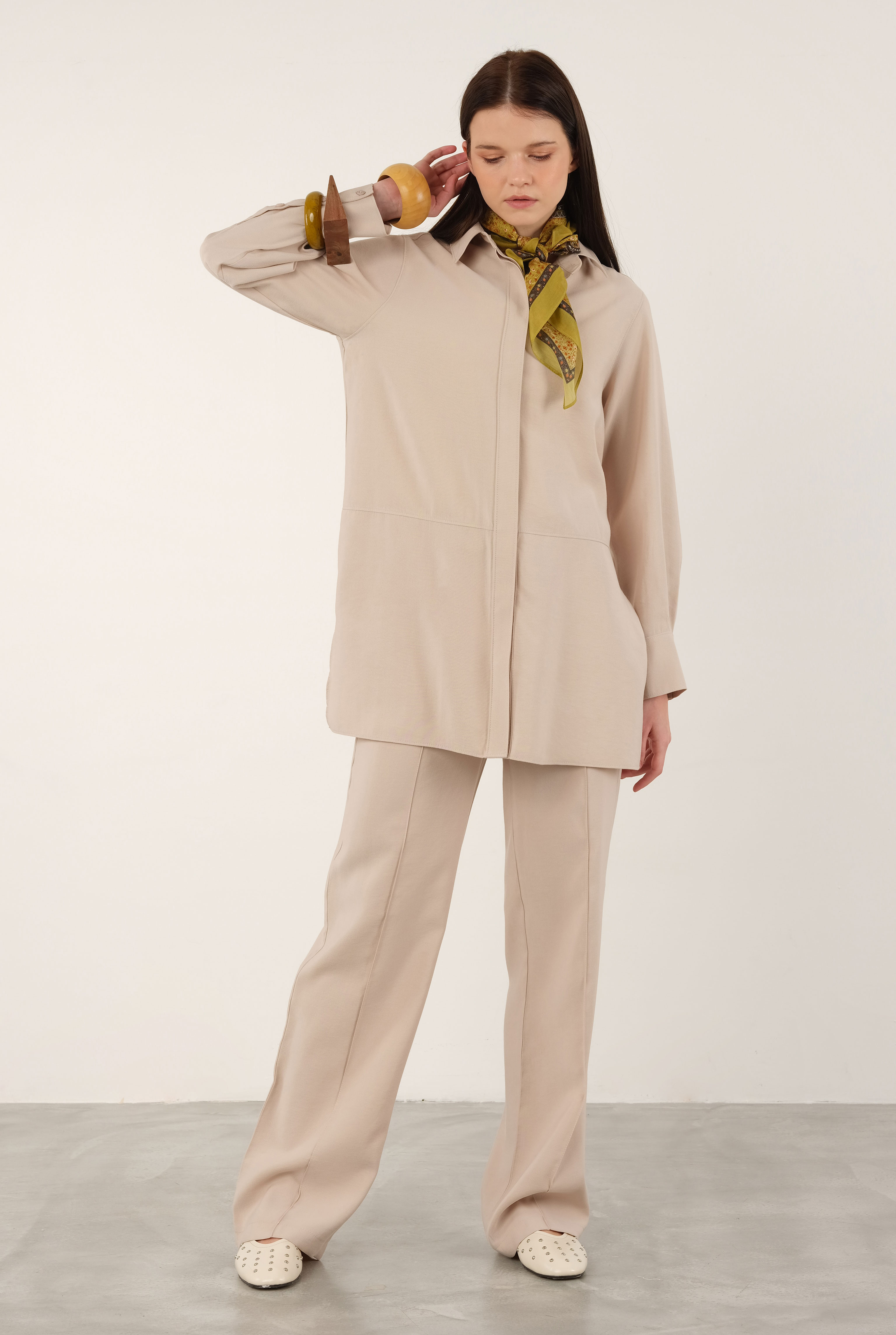 Tencel Straight Cut Trousers Soft Cashmere - 2