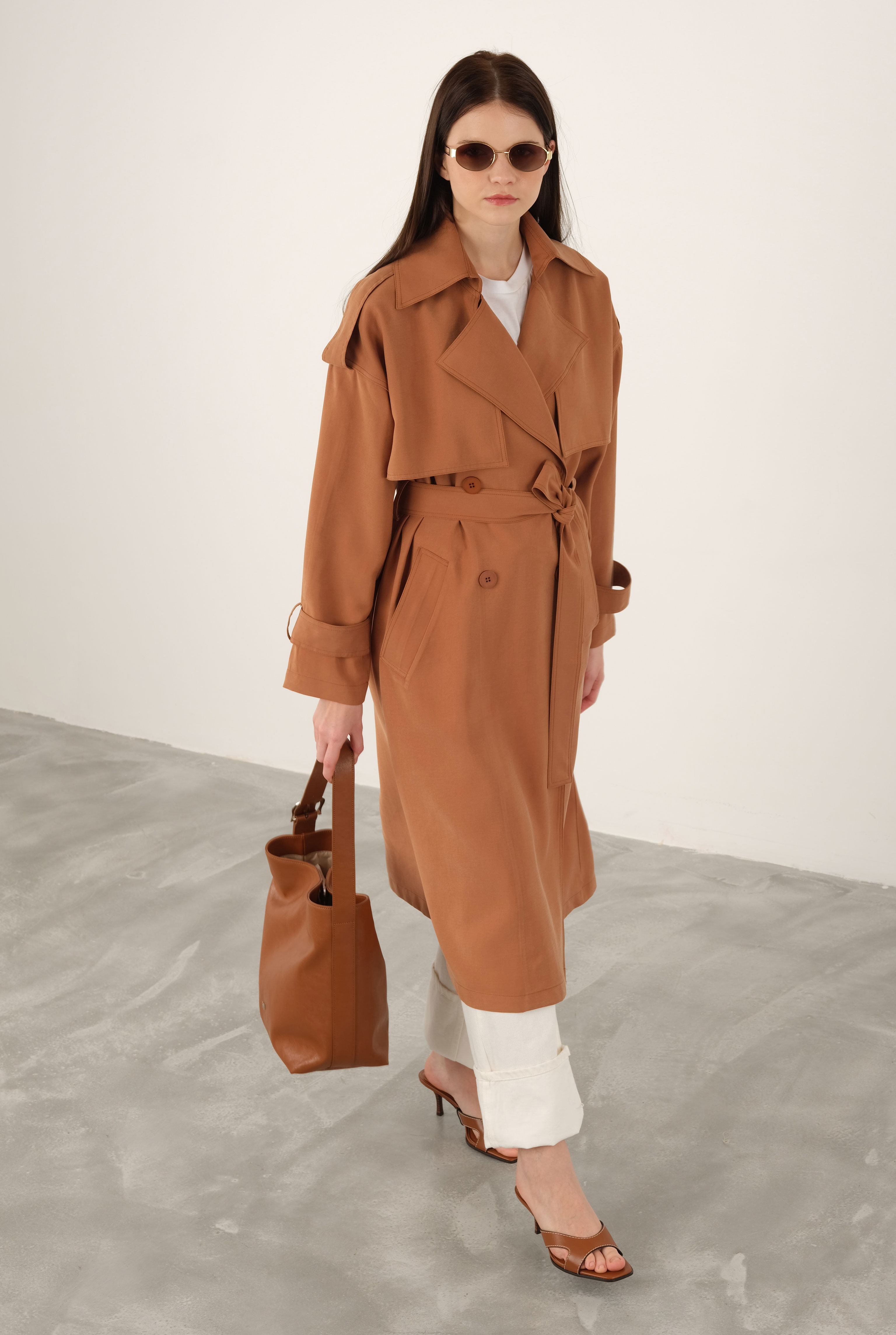 Tencel Trenchcoat Dark Mango - 2