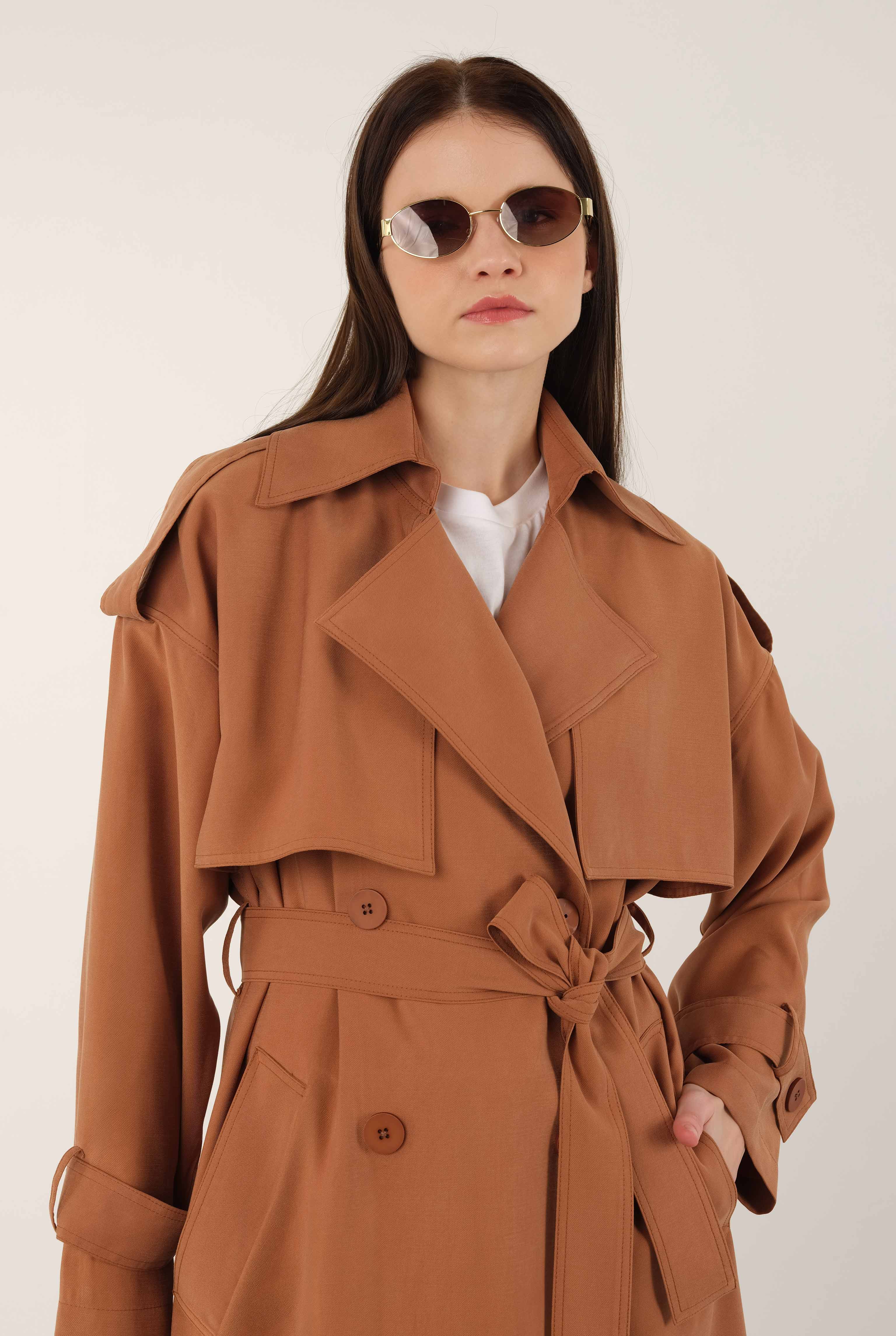 Tencel Trenchcoat Dark Mango - 3