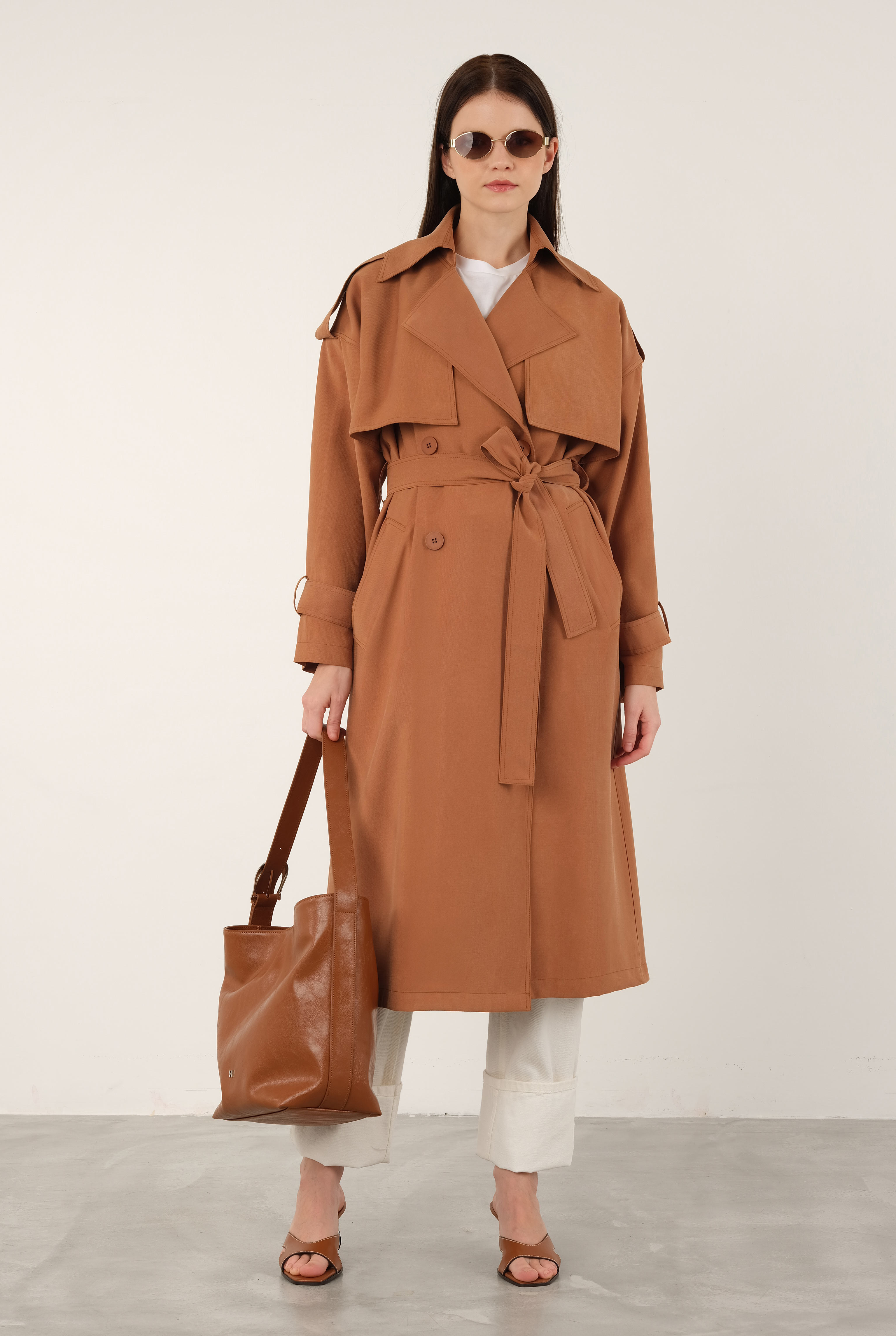 Tencel Trenchcoat Dark Mango - 4