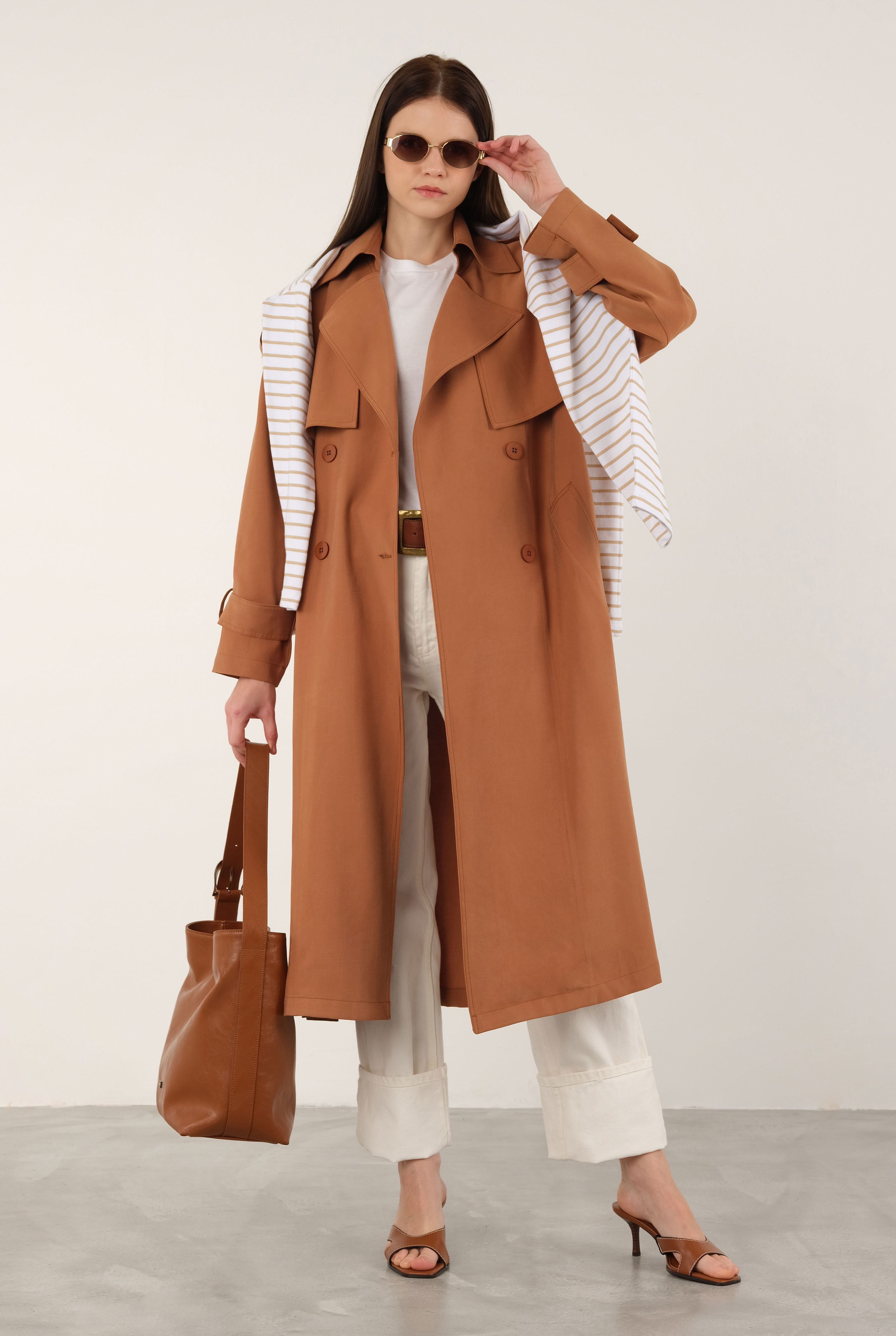 Tencel Trenchcoat Dark Mango - 1
