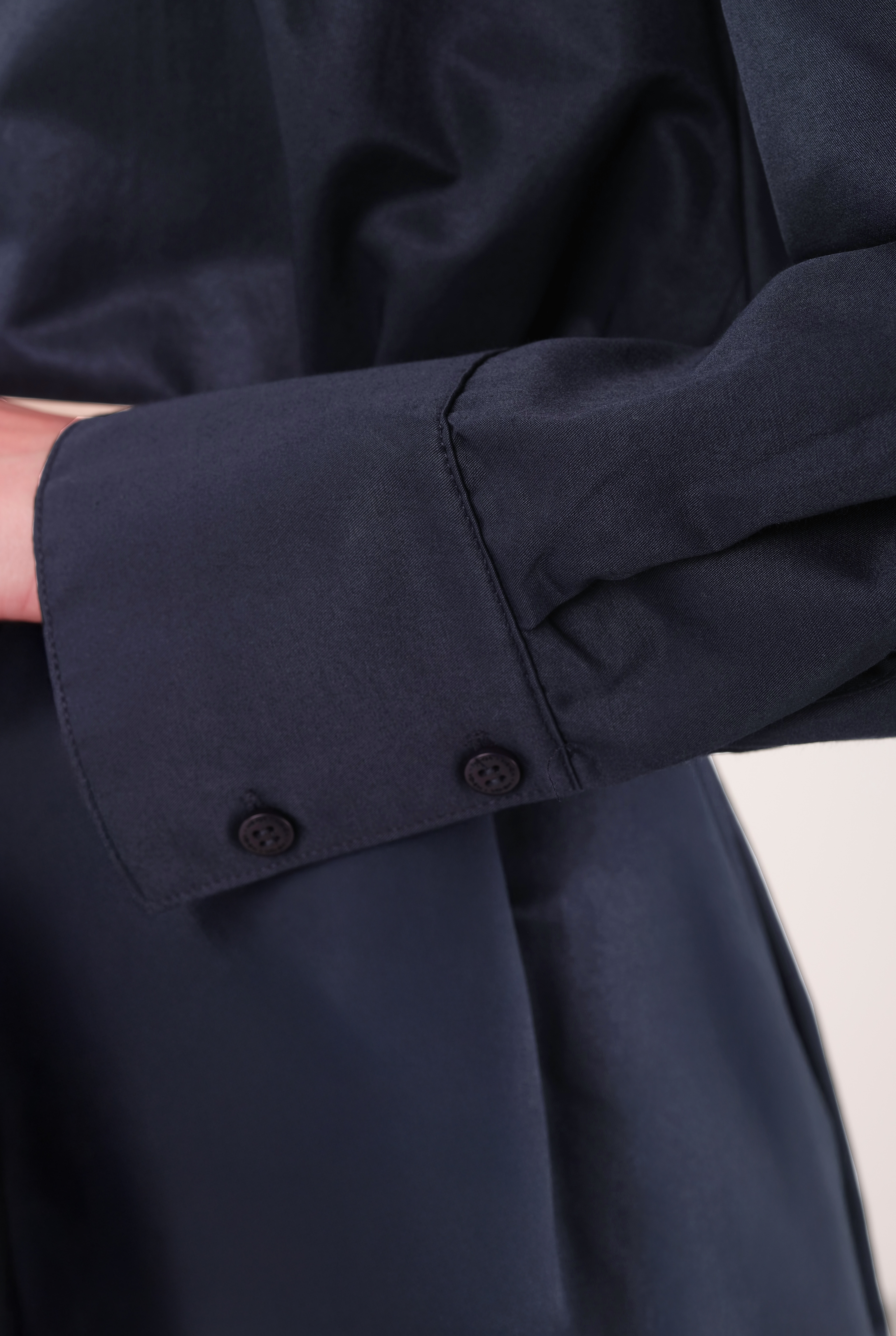 Poplin Shirt Short Office Navy Blue - 2