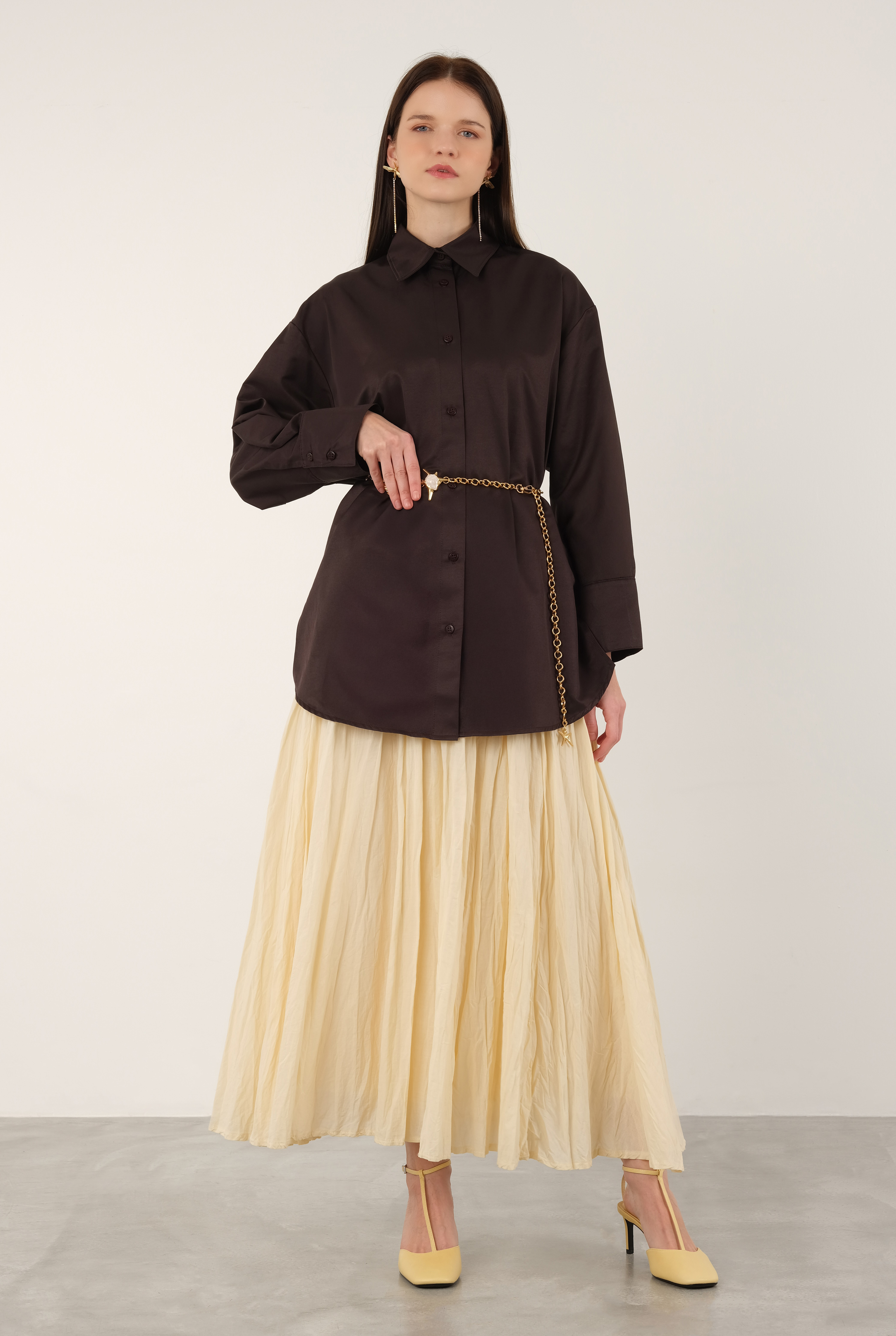 Poplin Shirt Short Dark Brown - 6