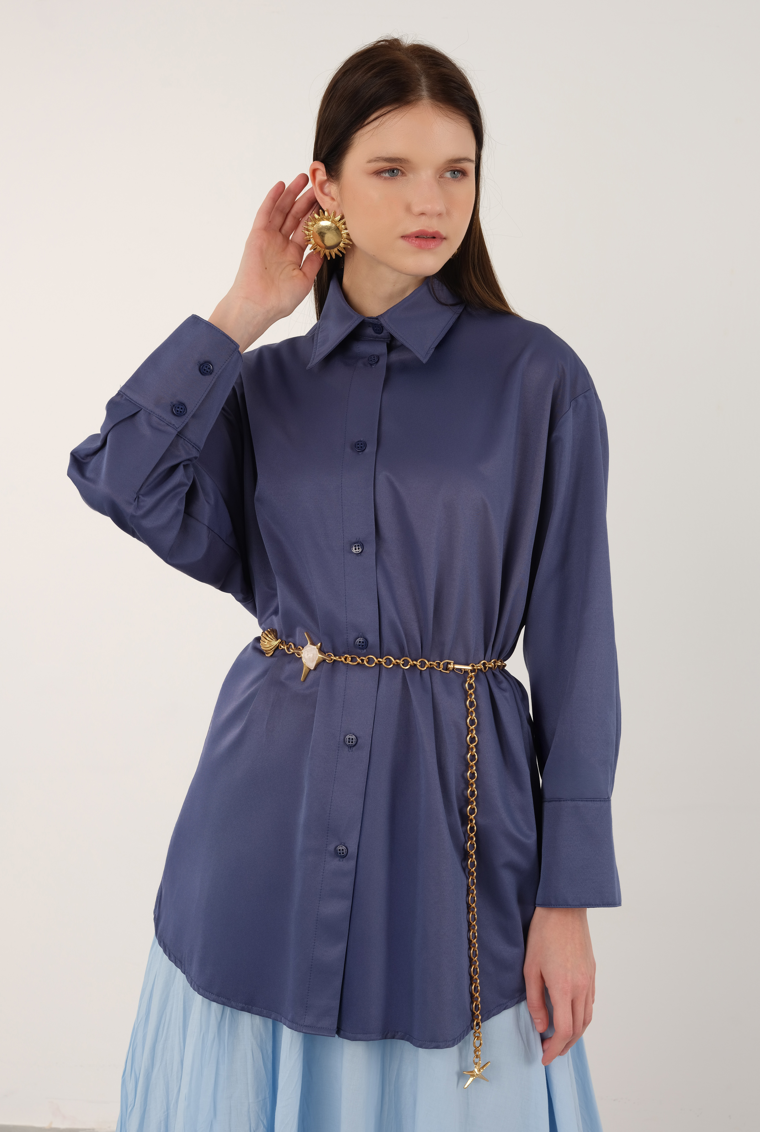 Poplin Shirt Short Royal Blue - HE-QA