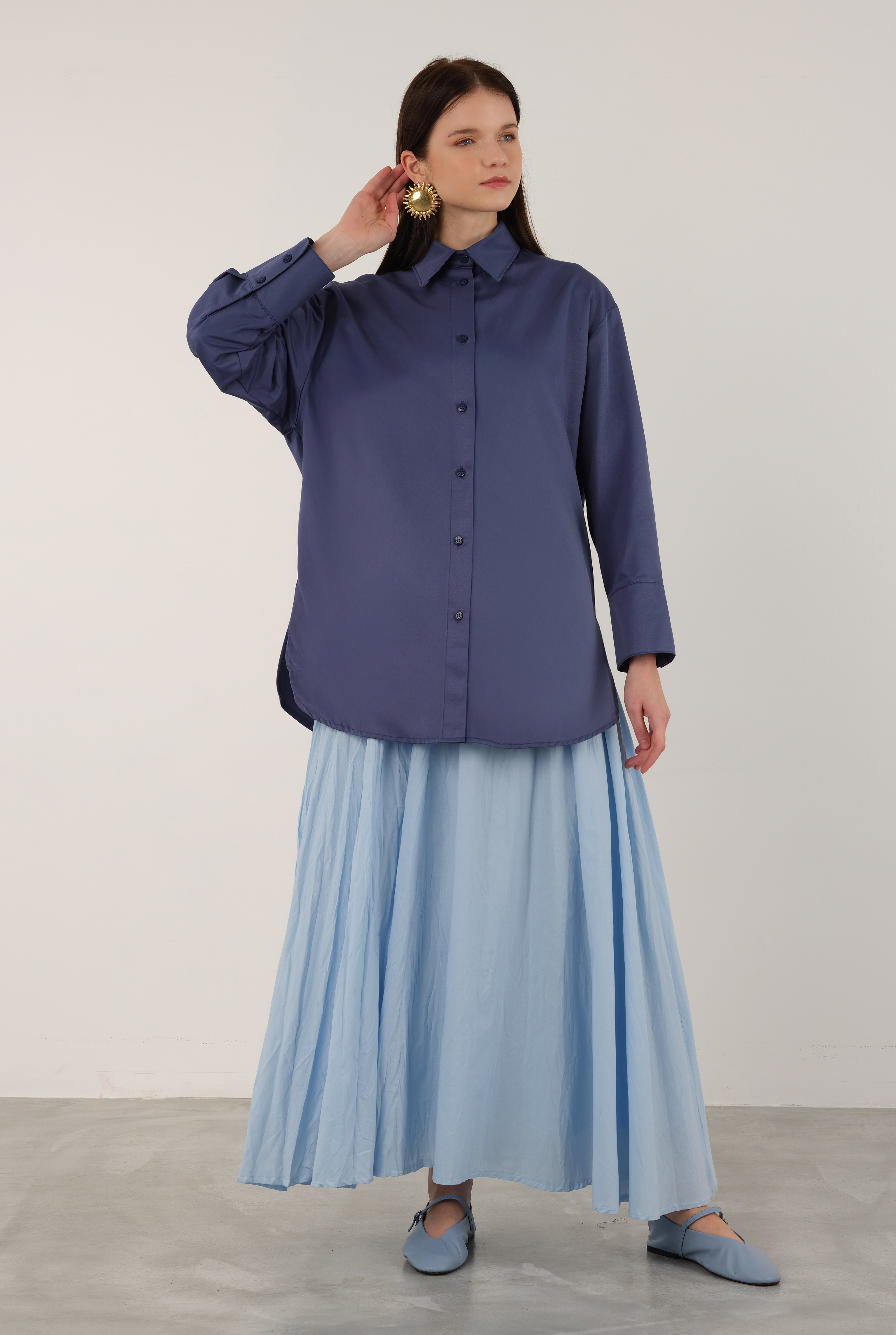 Poplin Shirt Short Royal Blue - 3