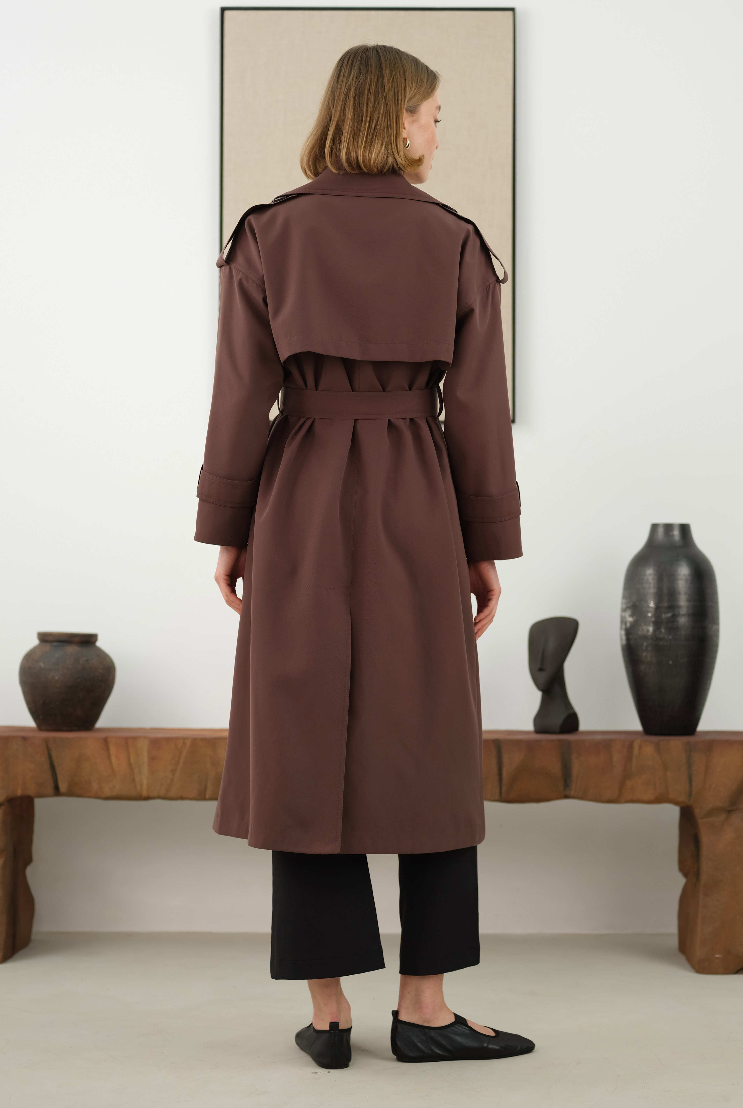 Long Classic Trenchcoat Dark Brown - 3