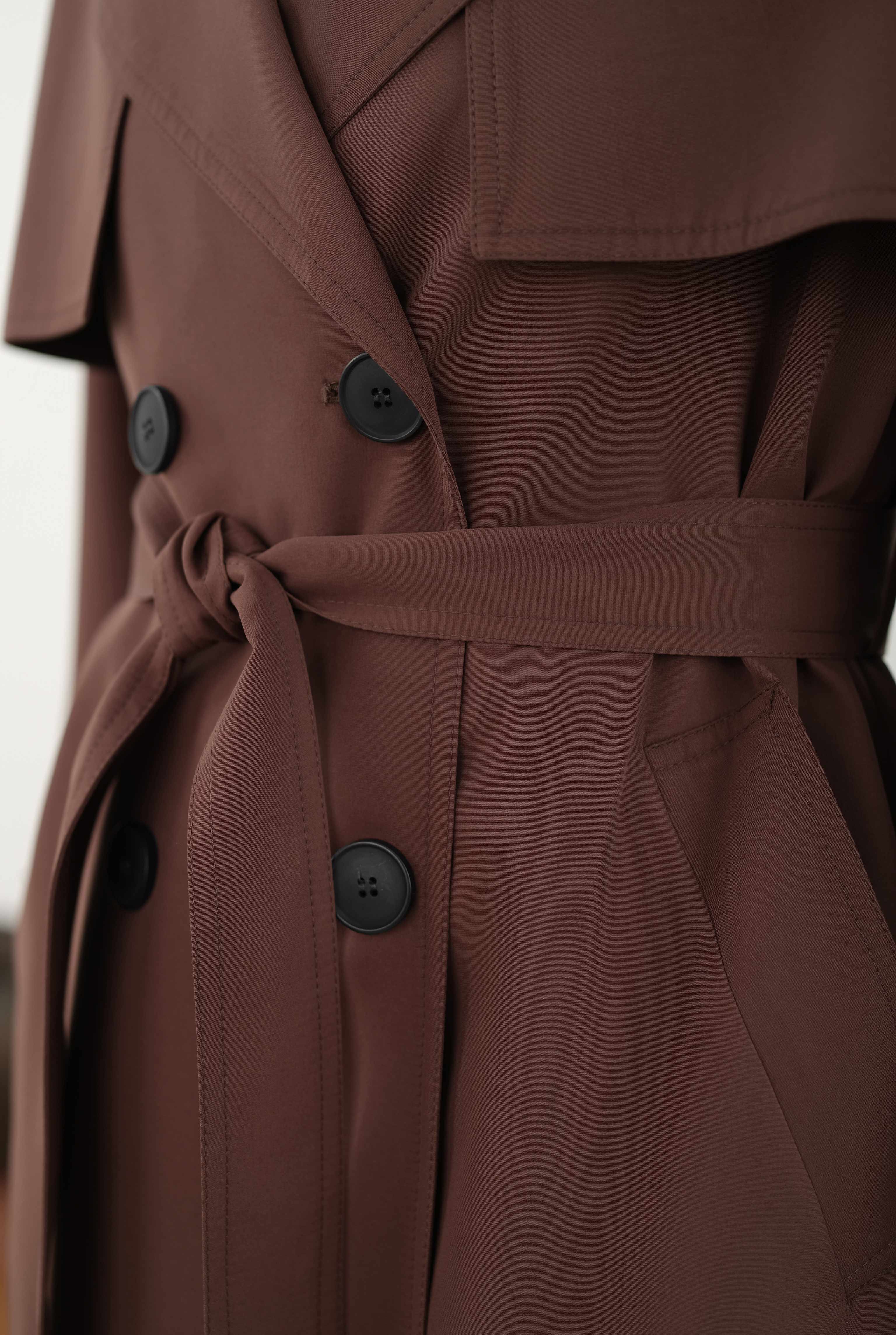 Long Classic Trenchcoat Dark Brown - 8