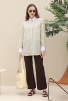 Shirt With Contrast Collar And Cuffs Soft Yellow 