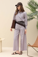 Striped Wide Leg Trousers Brown 