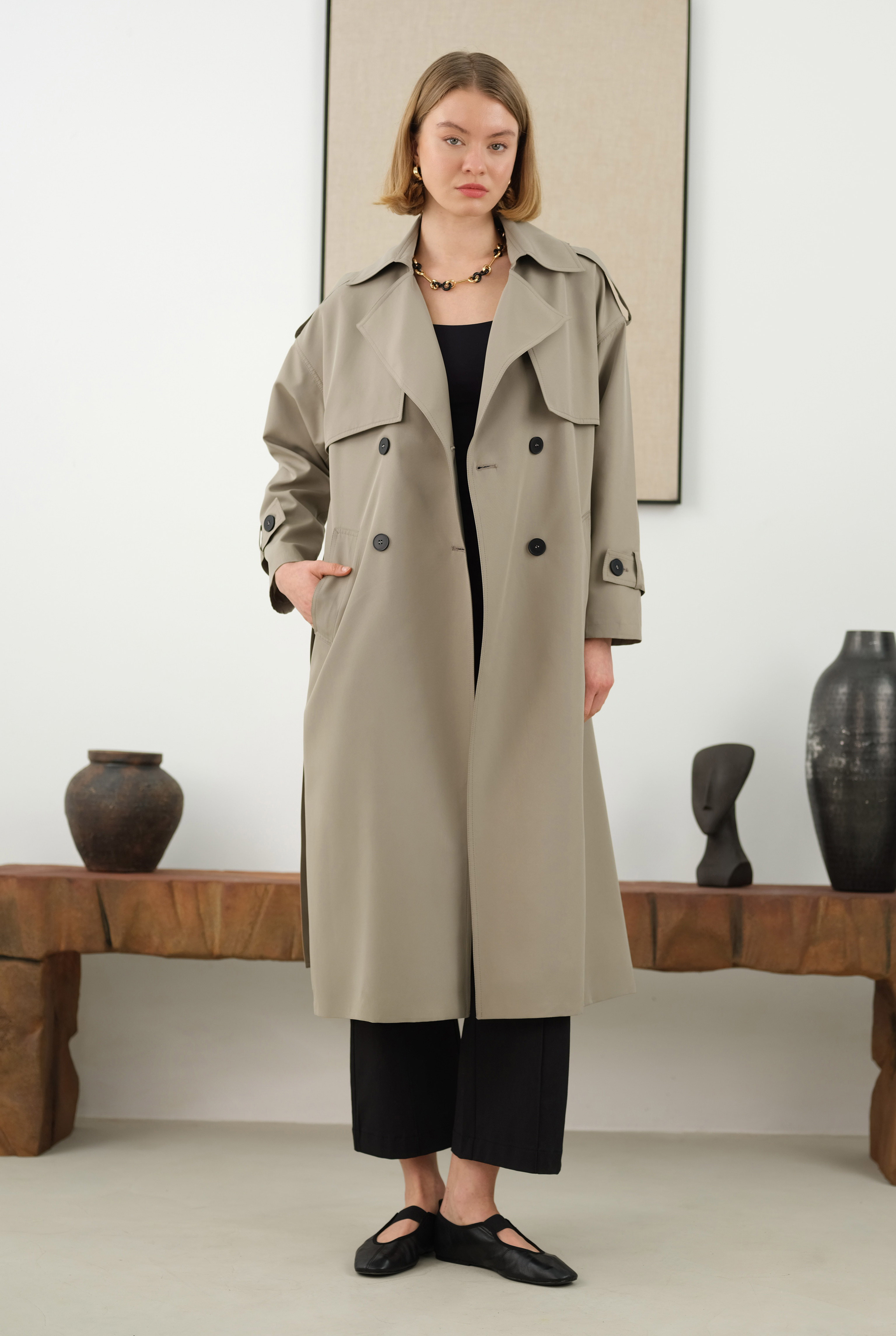 Long Classic Trenchcoat Mink - 1