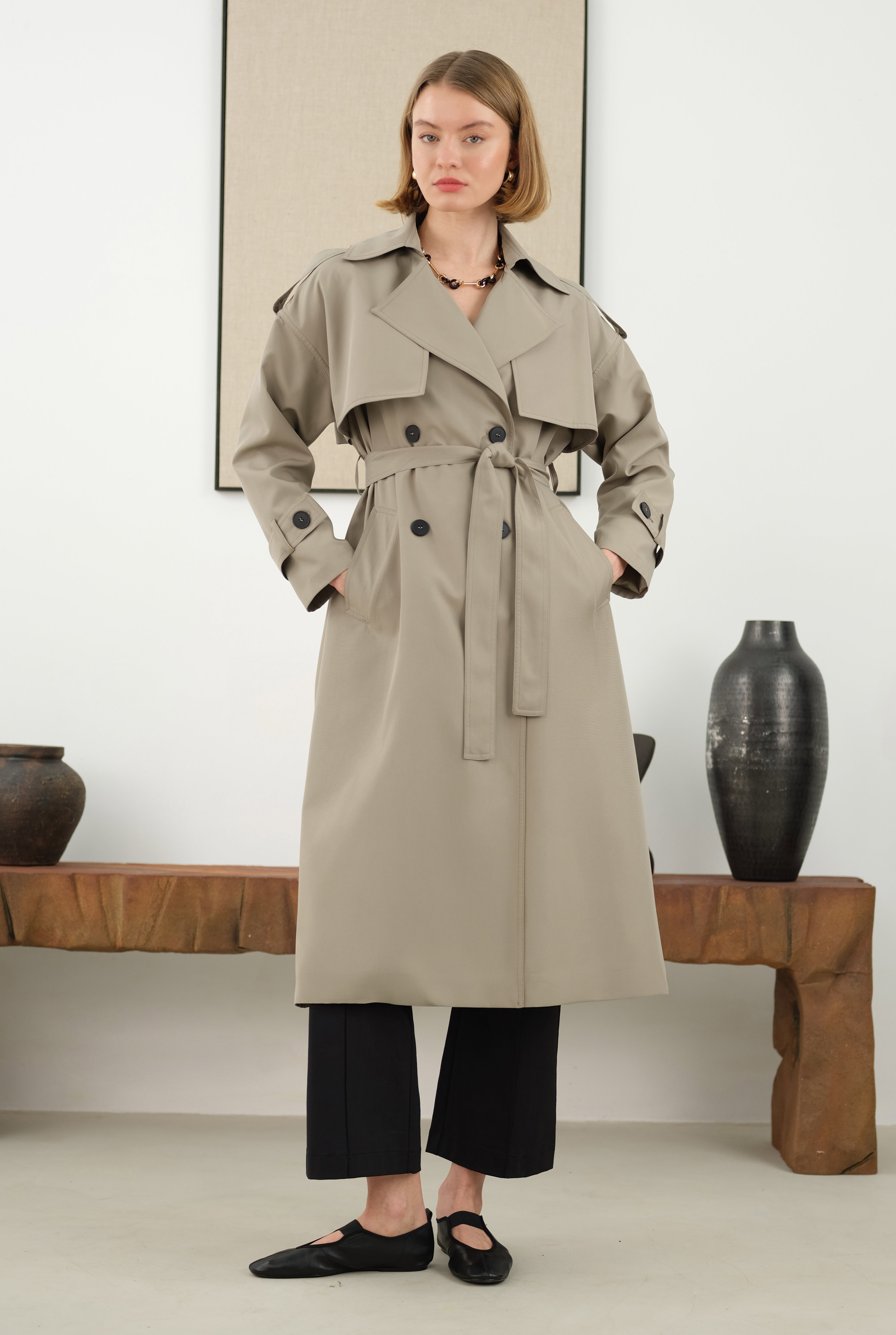 Long Classic Trenchcoat Mink - 3