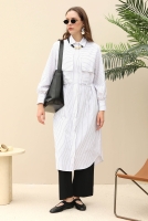 Apron Detailed Long Shirt White 