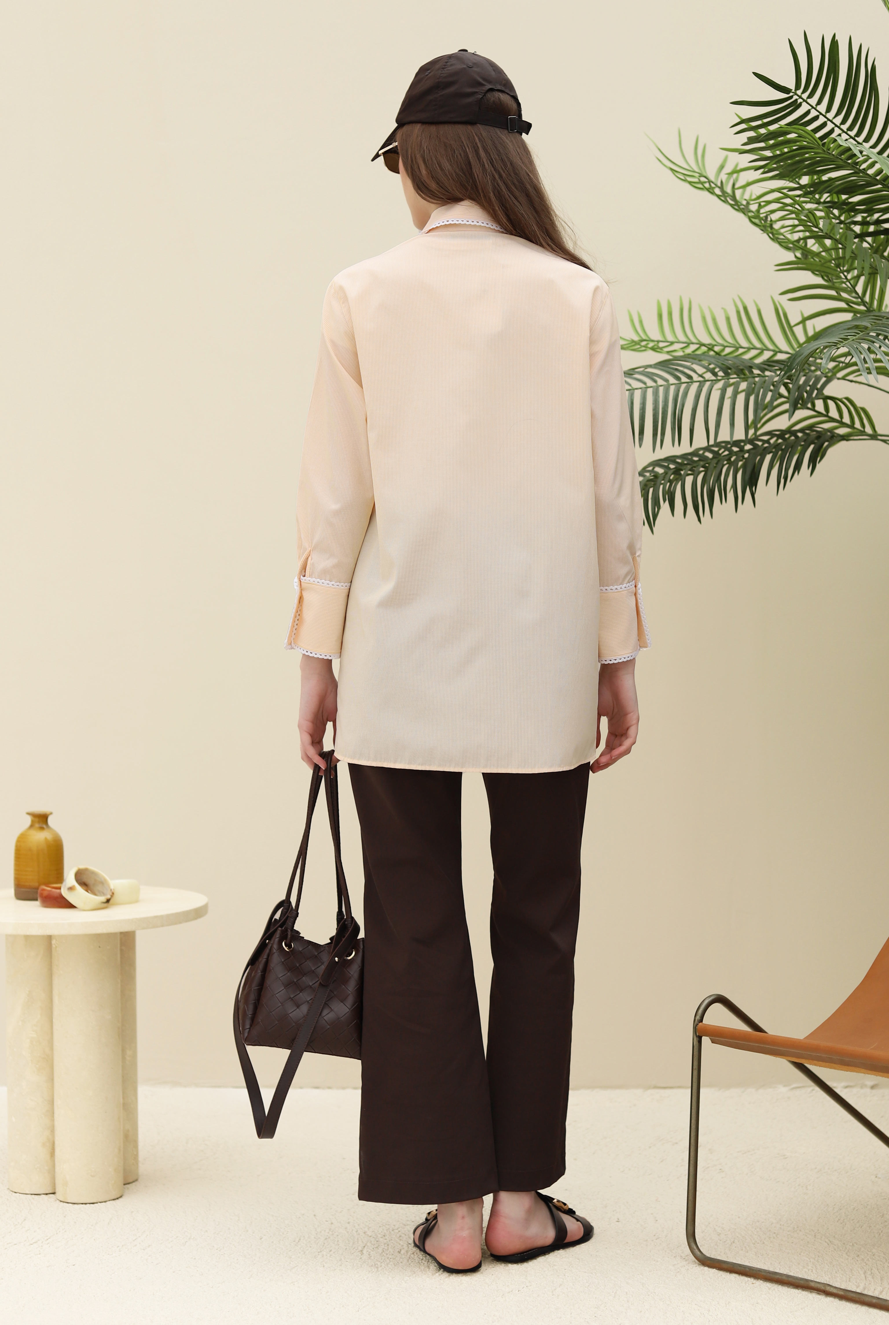 Watermark Trimmed Shirt Yellow - 5