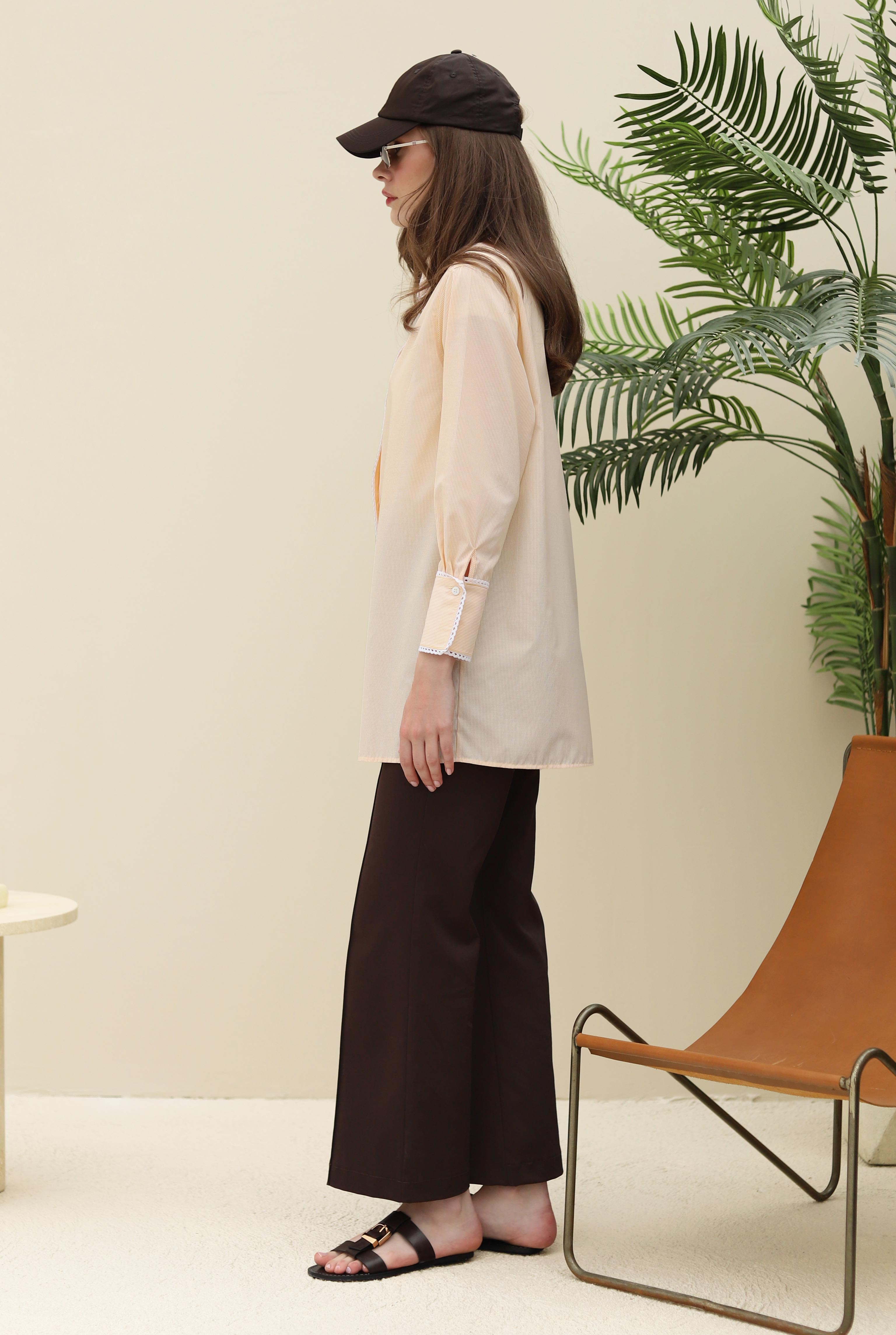 Watermark Trimmed Shirt Yellow - 6