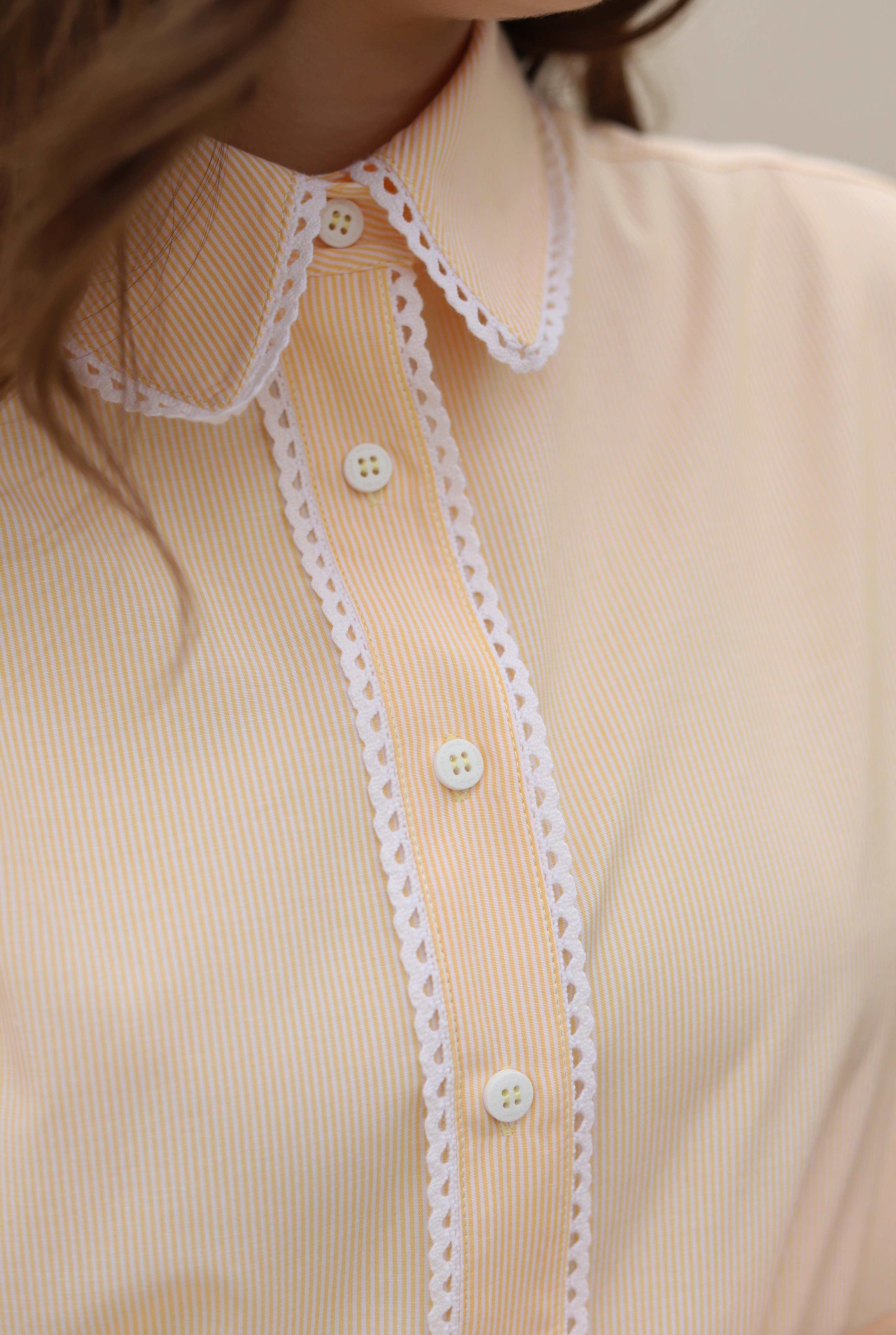 Watermark Trimmed Shirt Yellow - 3