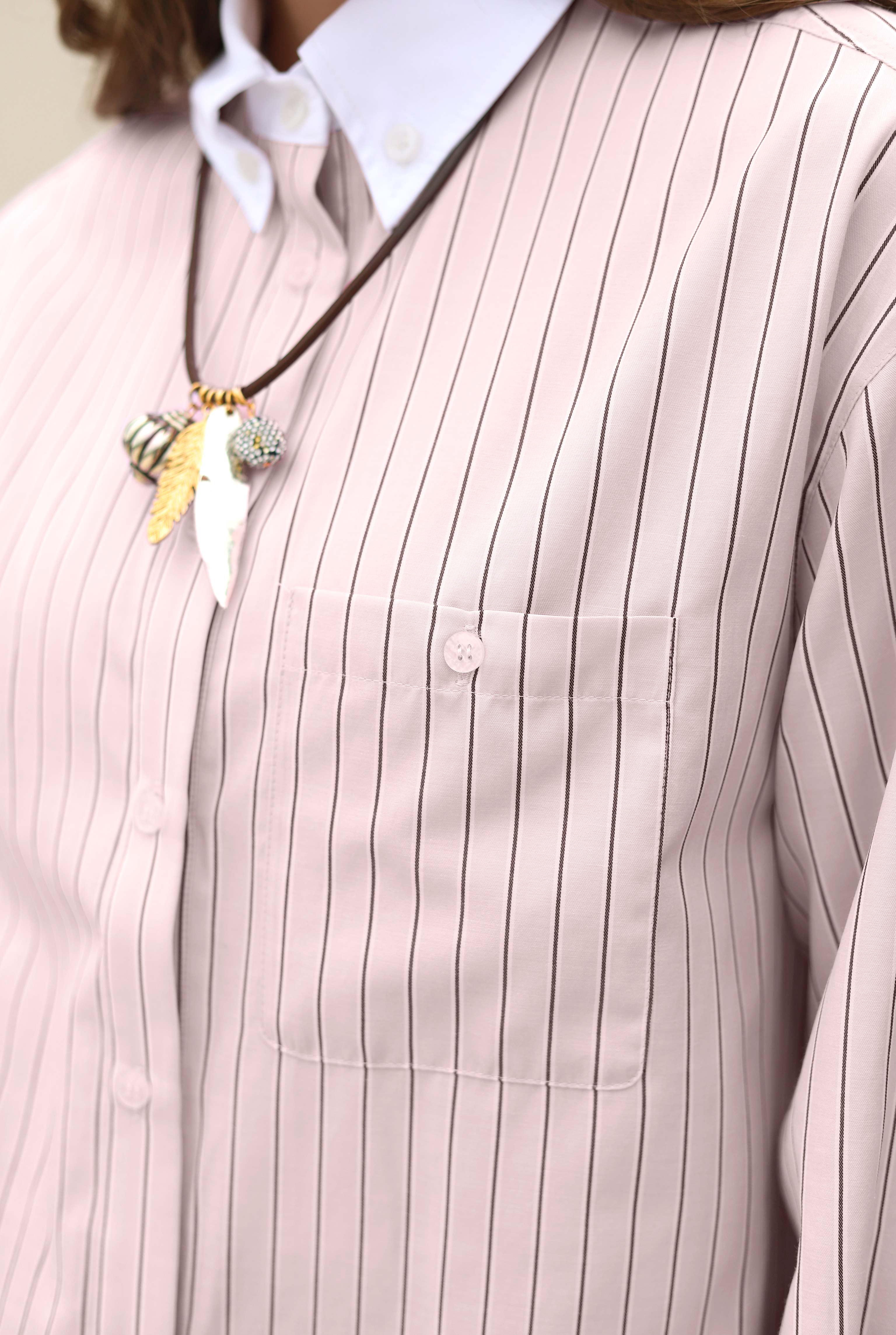 Shirt With Contrast Collar And Cuffs Pink - 6