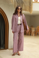 Striped Wide Leg Trousers Bordeaux 