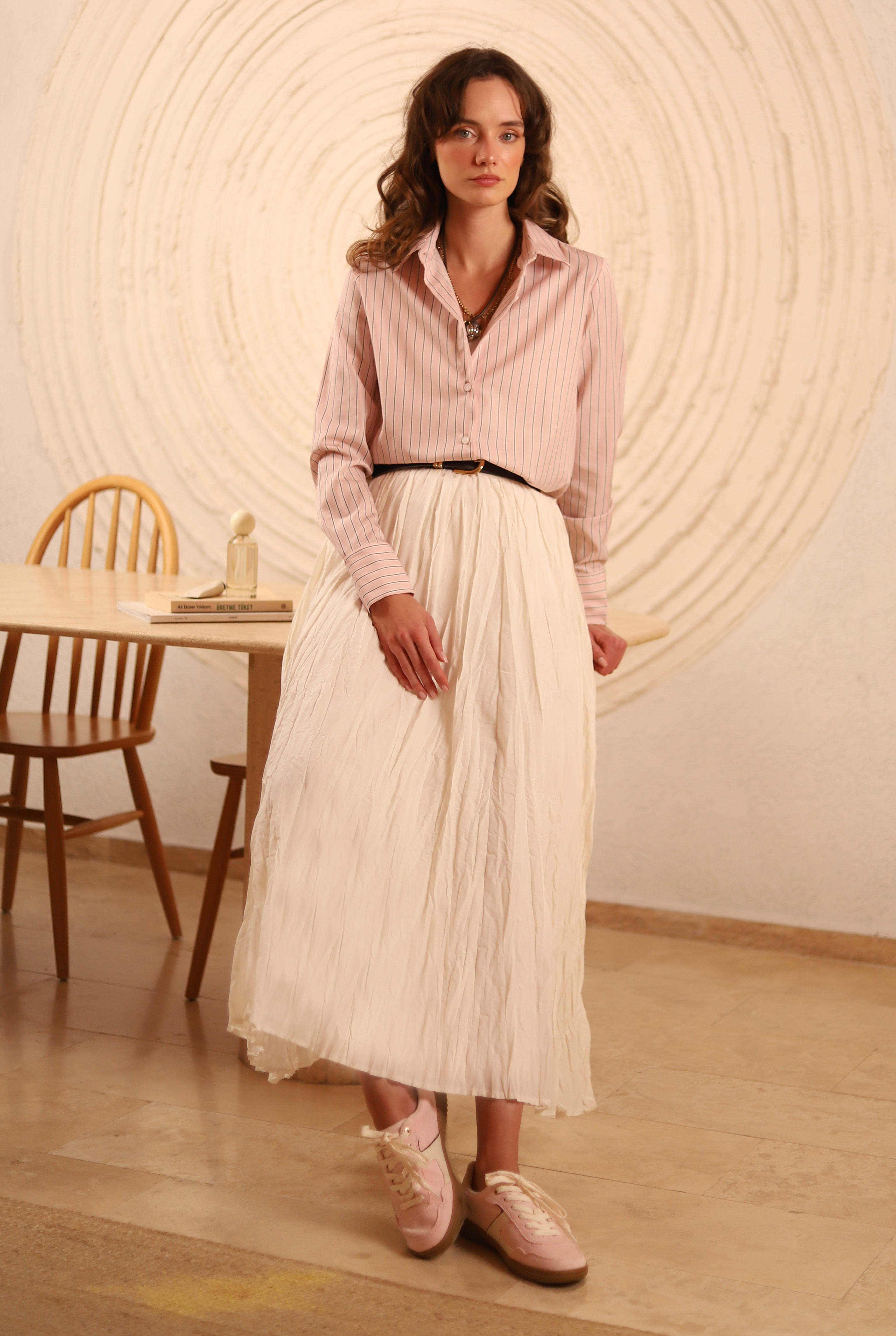 Wrinkled Voile Skirt Ecru - 1