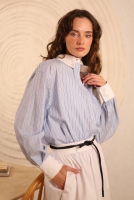 Shirt With Contrast Collar And Cuffs Blue 