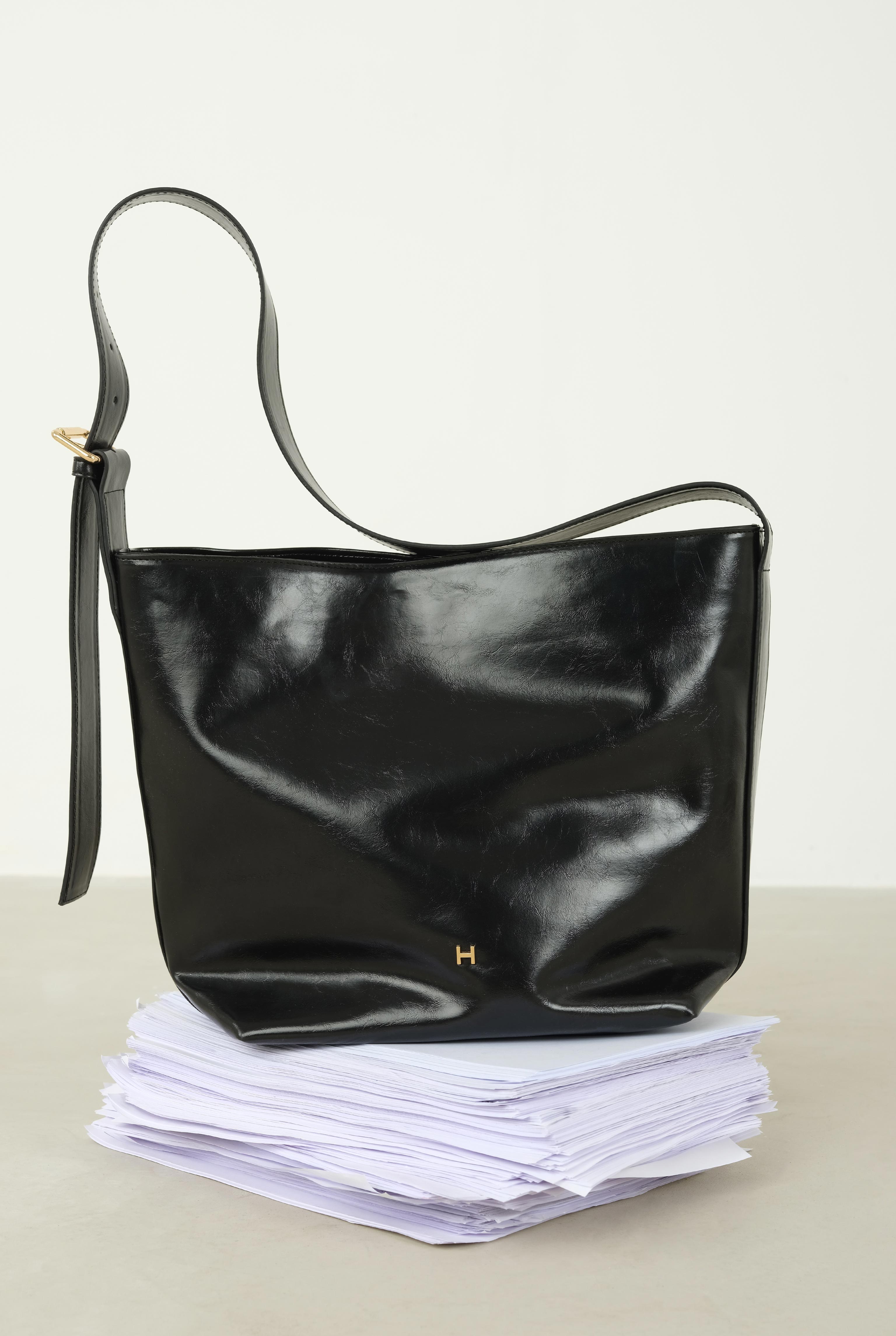 Leather Tote Bag Black - 5