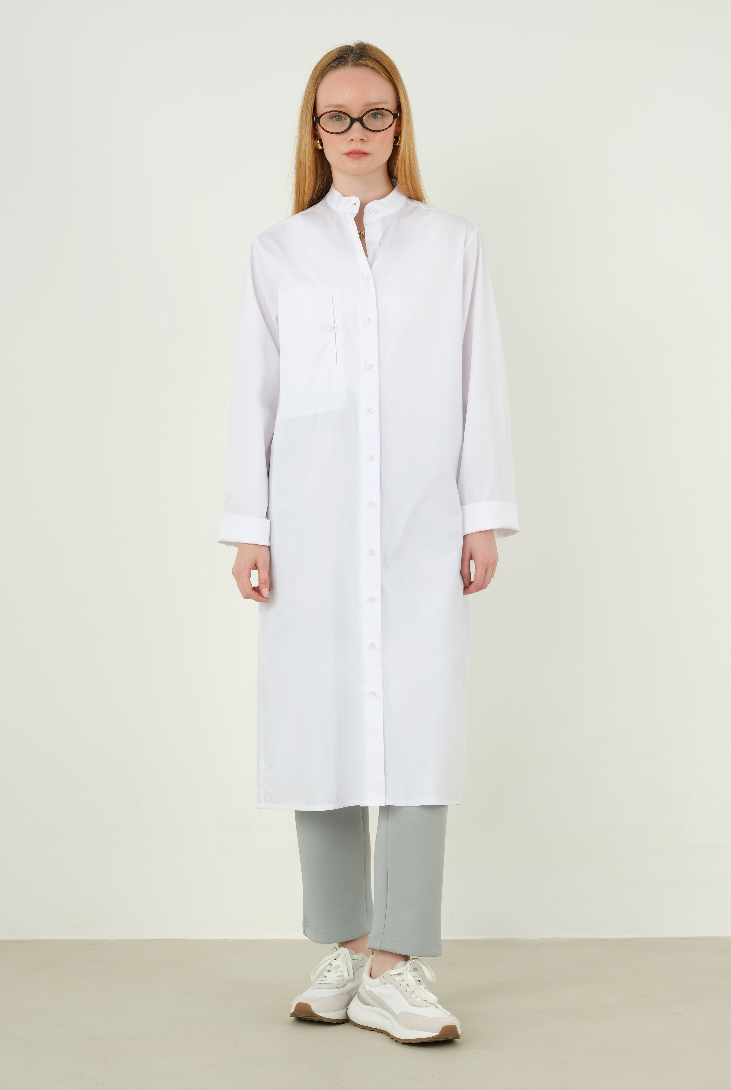 Double Welt Detailed Shirt White - 6