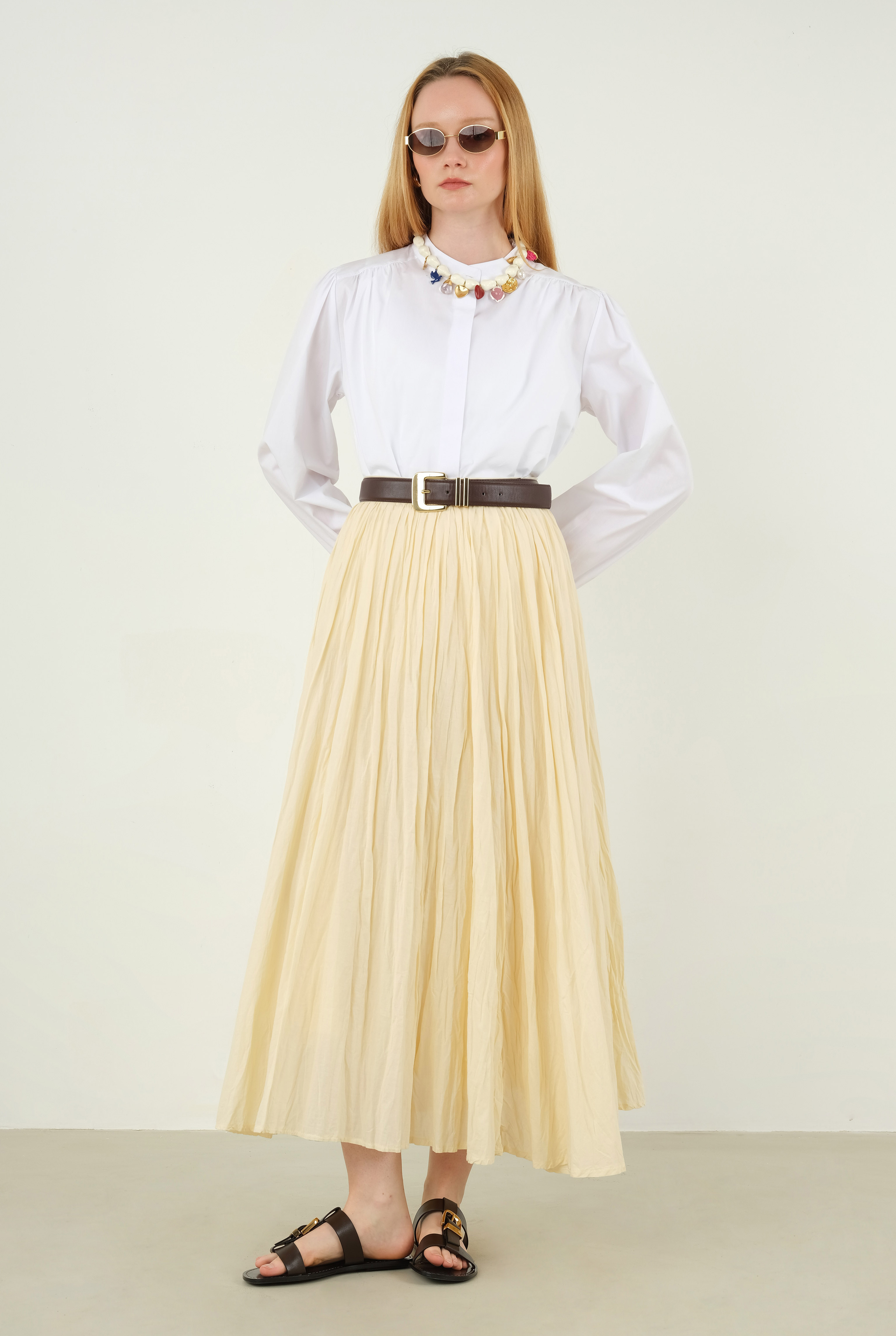 Wrinkled Voile Skirt Vanilla - 10