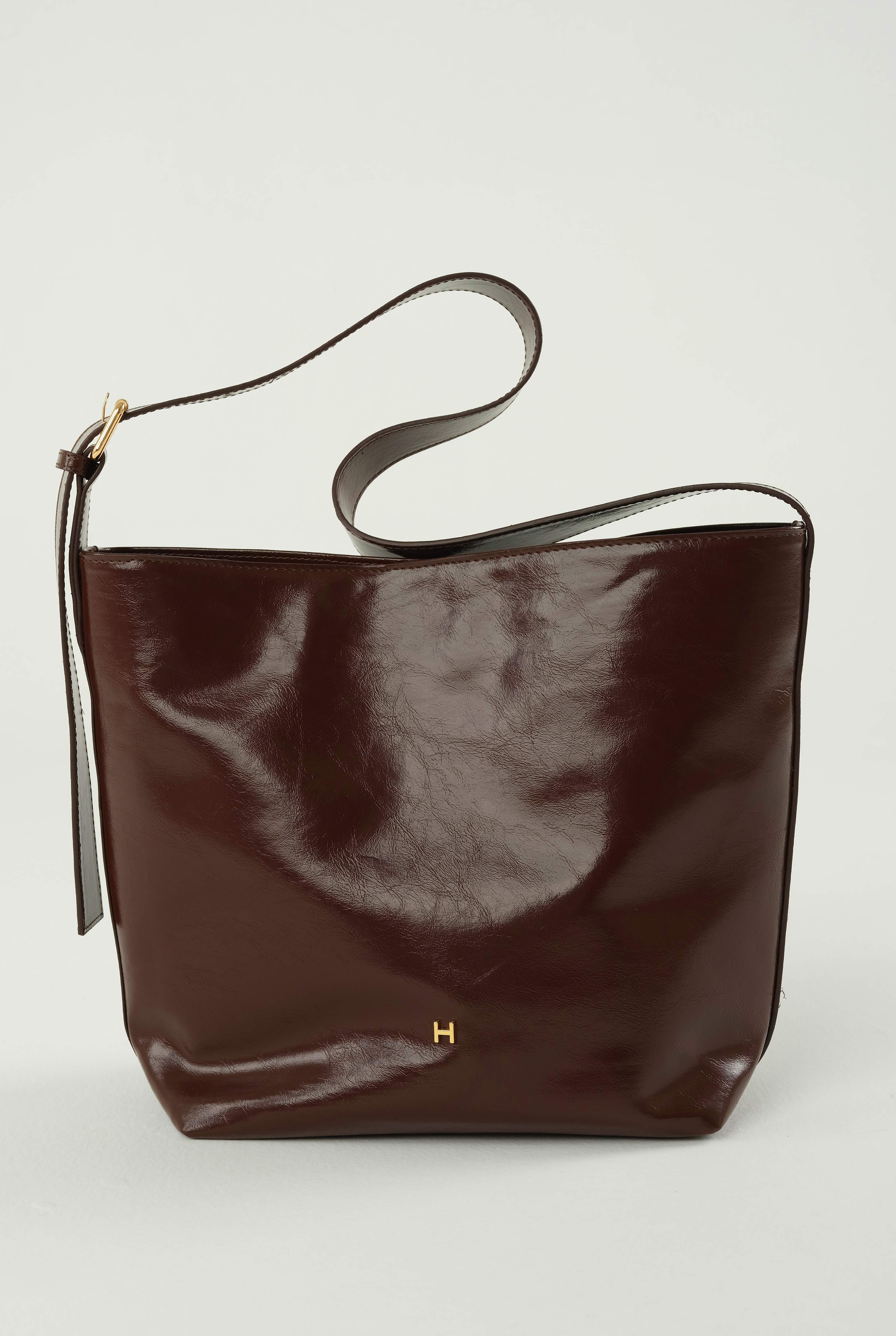Leather Tote Bag Dark Brown - 9