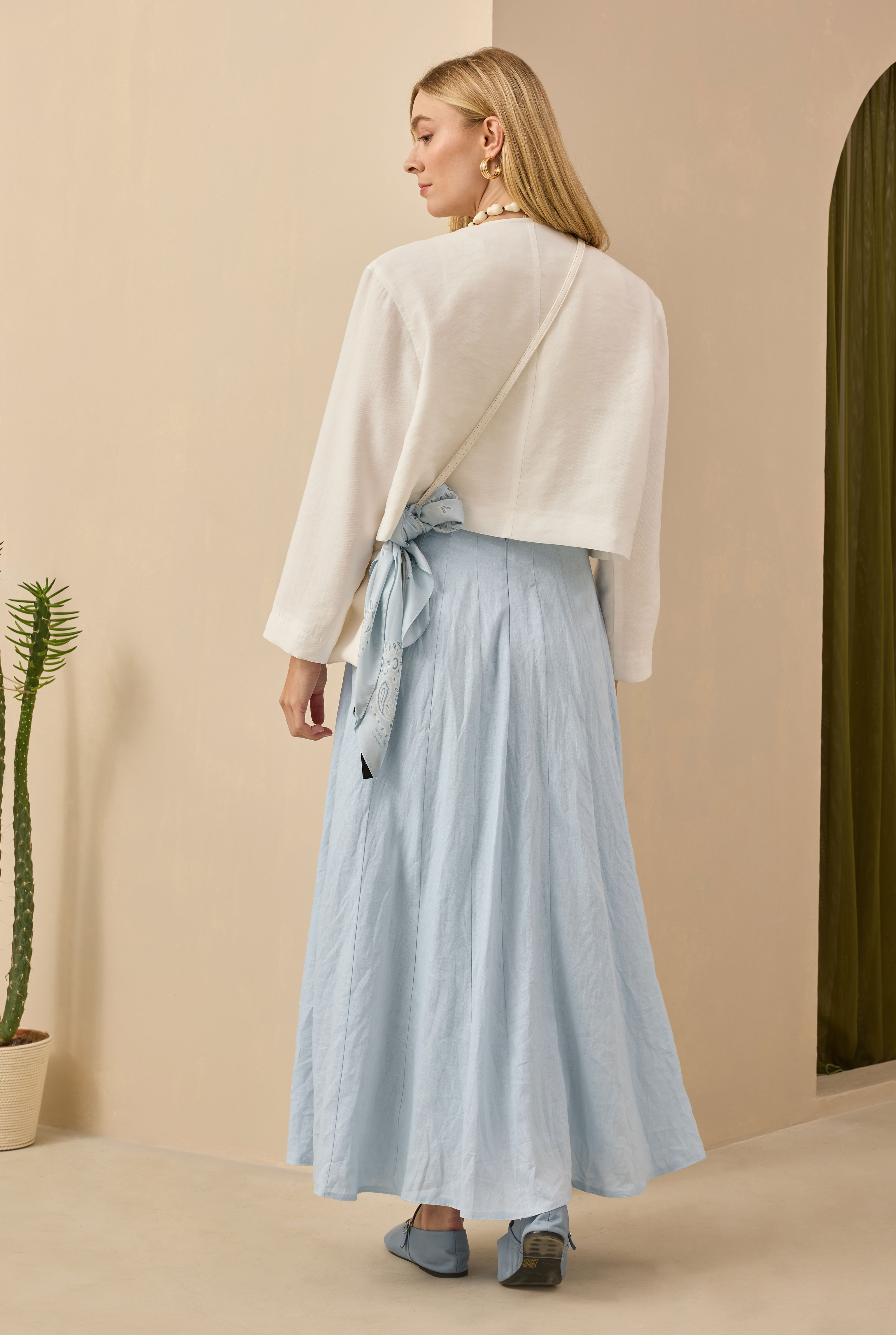 Pleat Detailed Skirt Baby Blue - 3