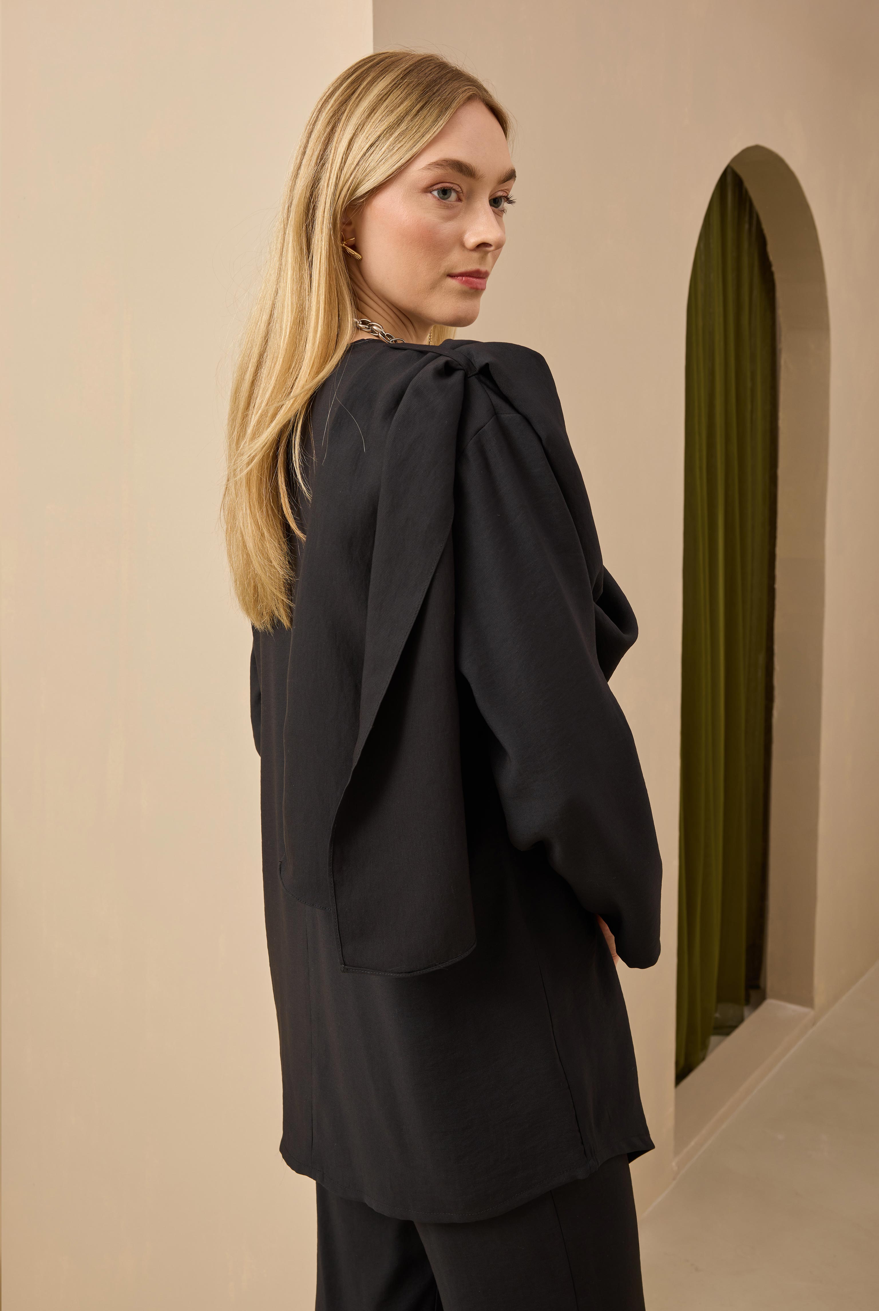 Shawl Collared Modal Set Black - 5