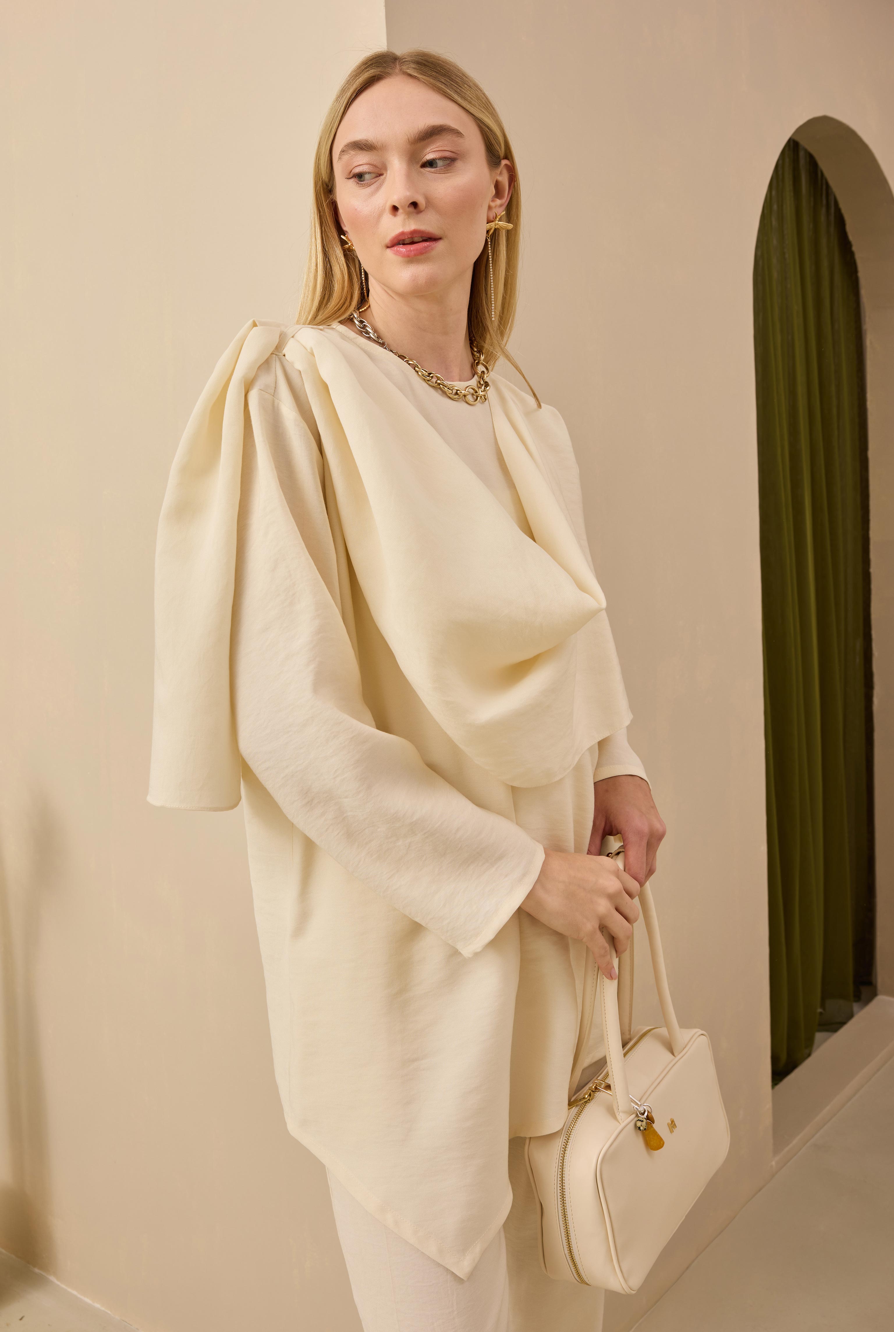 Shawl Collared Modal Set Bone - 5