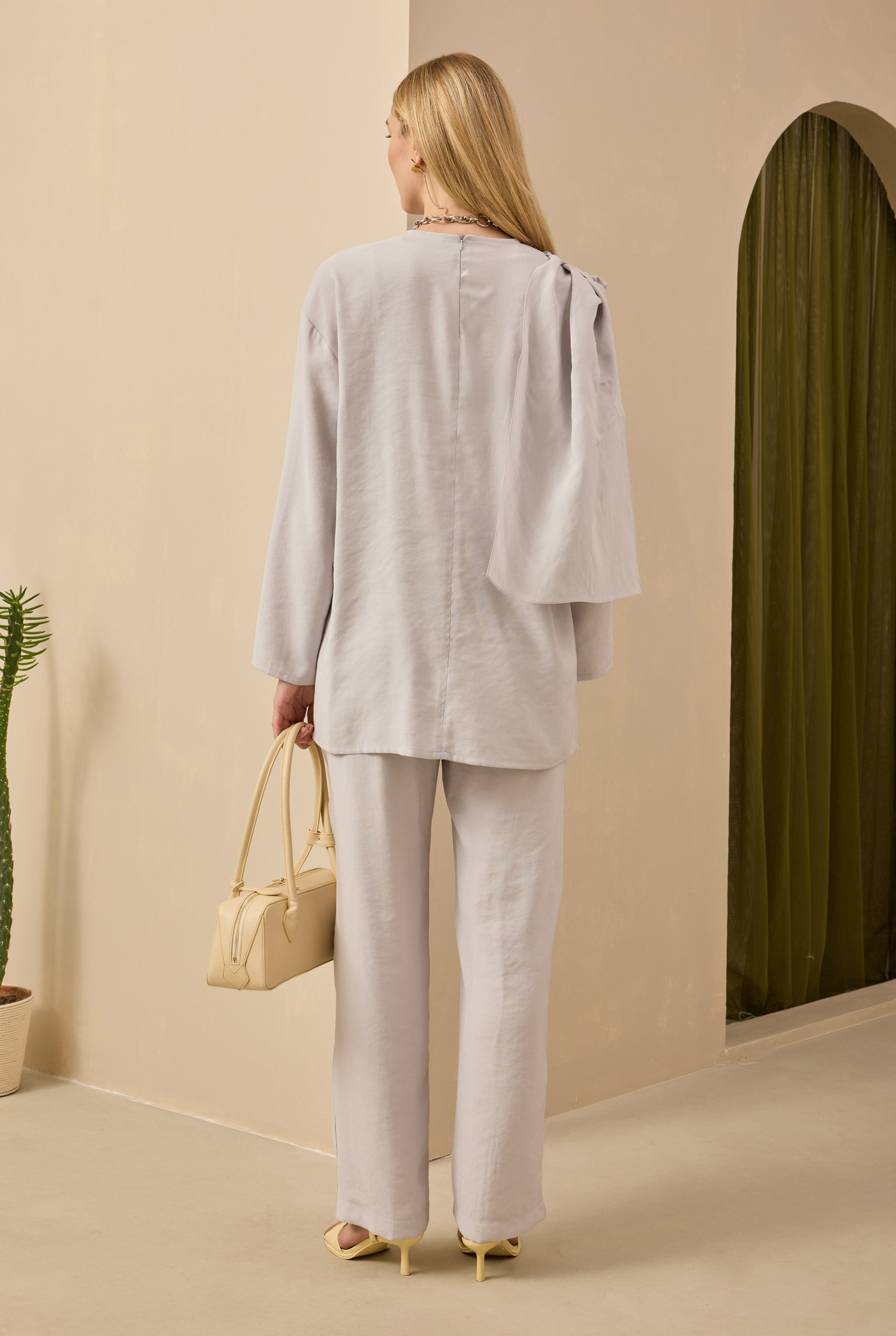 Shawl Collared Modal Set Soft Gray - 5