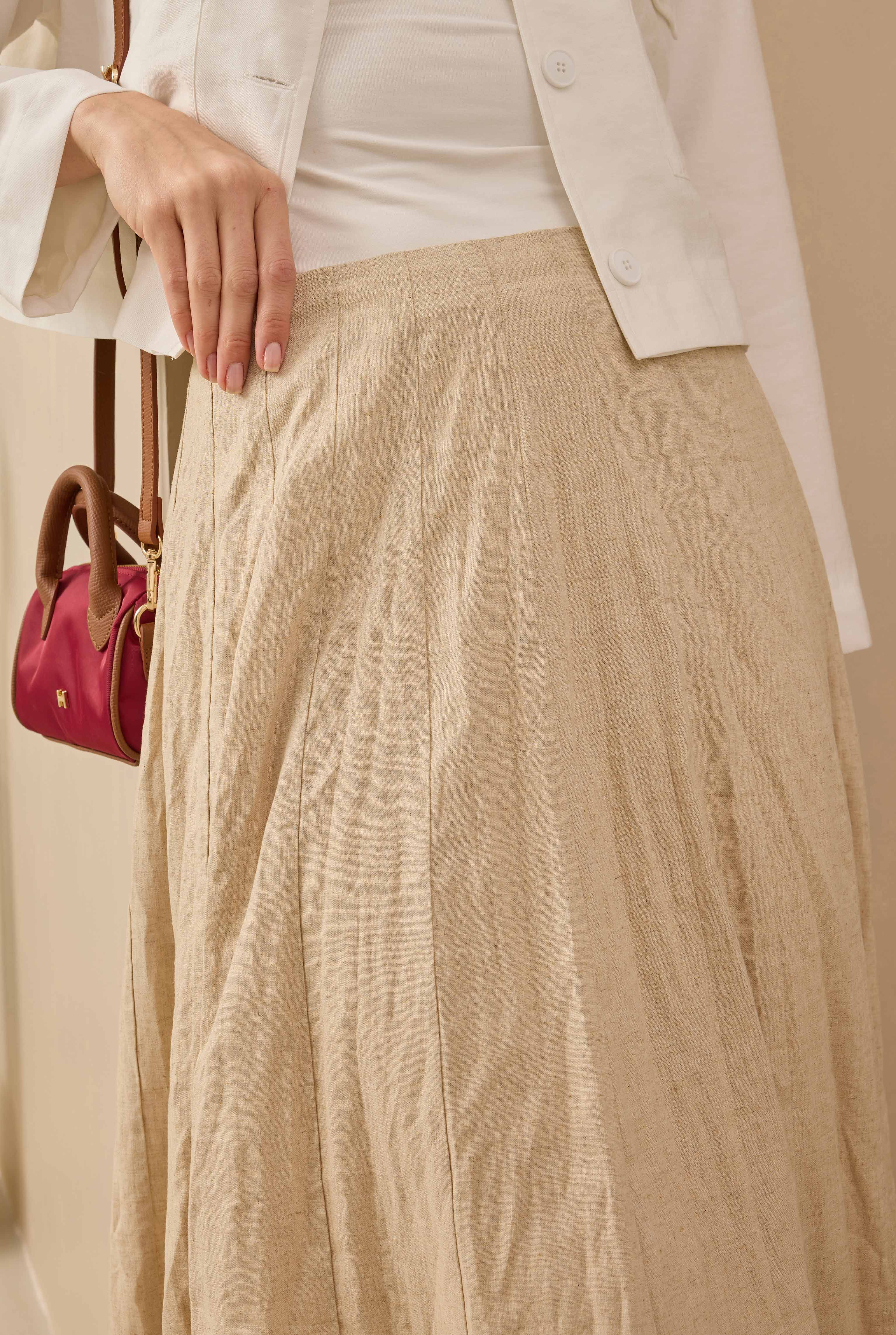 Pleat Detailed Skirt Pearl - 4