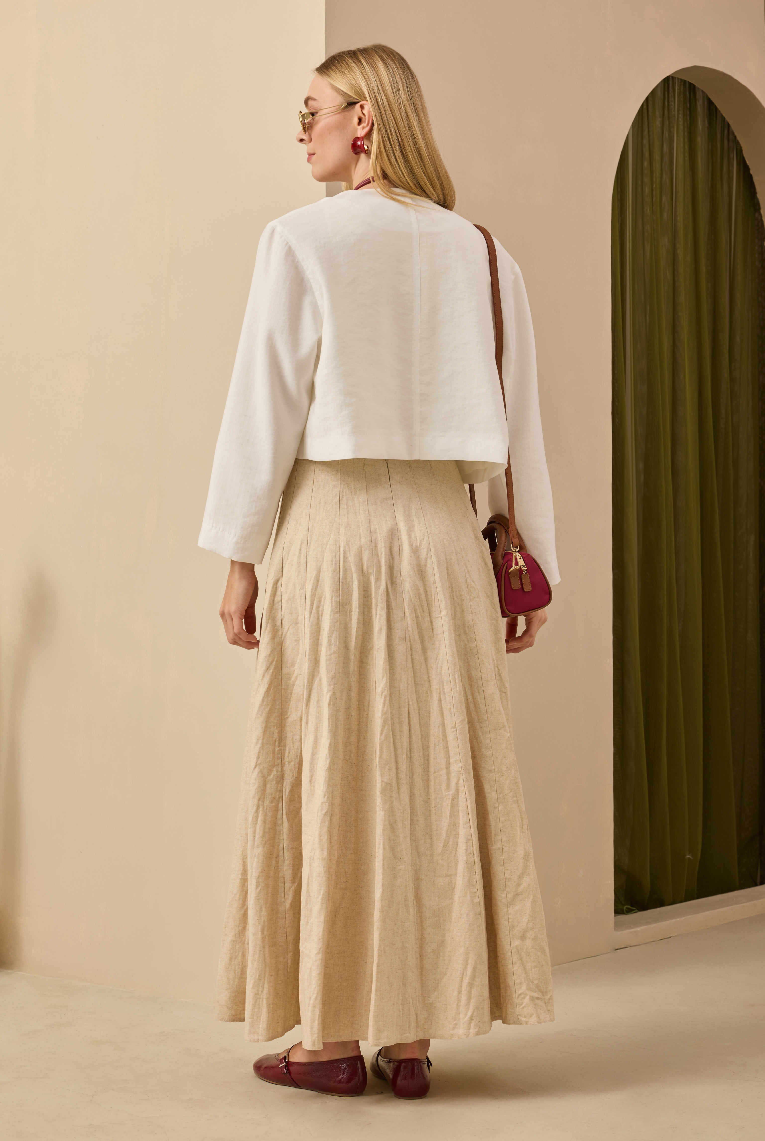 Pleat Detailed Skirt Pearl - 3