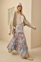 Layered Tulle Skirt Floral Patterned Blue 