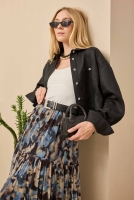 Linen Crop Shirt Black 